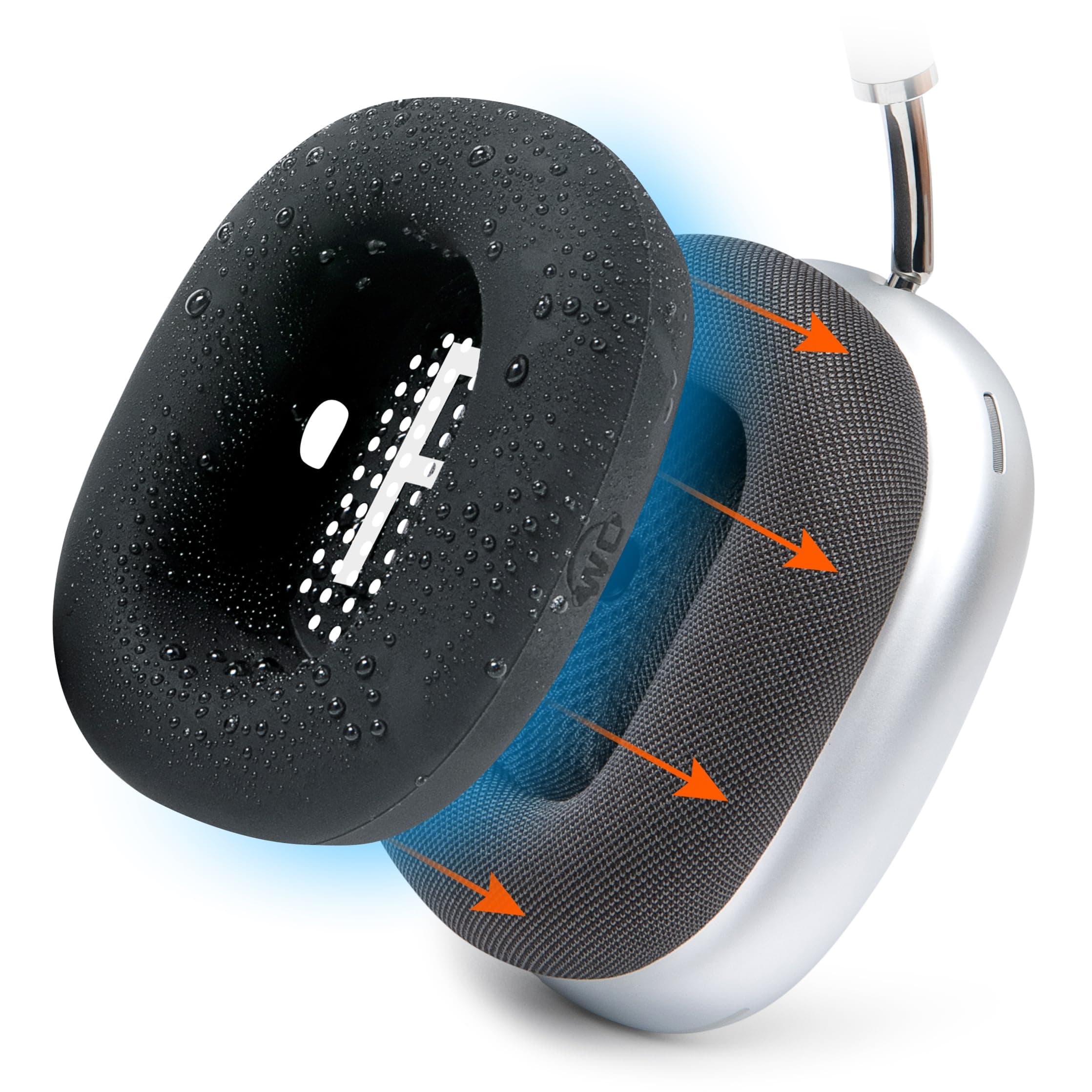 SweatZ Max - Protective Earpad Covers for Airpods Max Made by Wicked Cushions | Sweatproof & Easily Washable | Full Earpad Sweat Protection | Black