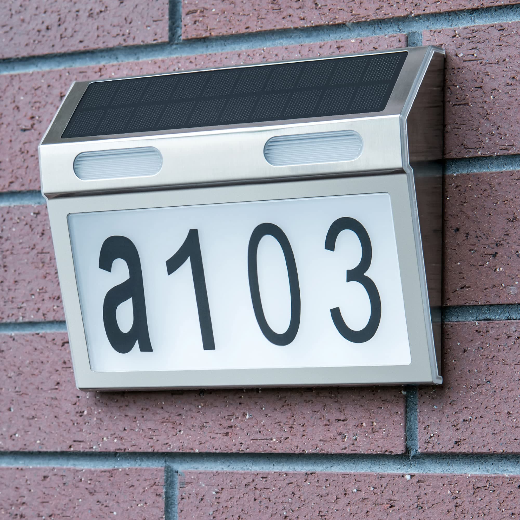 Solar House Number Plaque Light with 200LM Motion Sensor LED Light Address Number for Home Garden, Customized Letter & Number