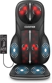 COMFIER Shiatsu Back Massager with Heat, Deep Kneading & Rolling Massage Chair Pad, Chair Massager for Office Home Use