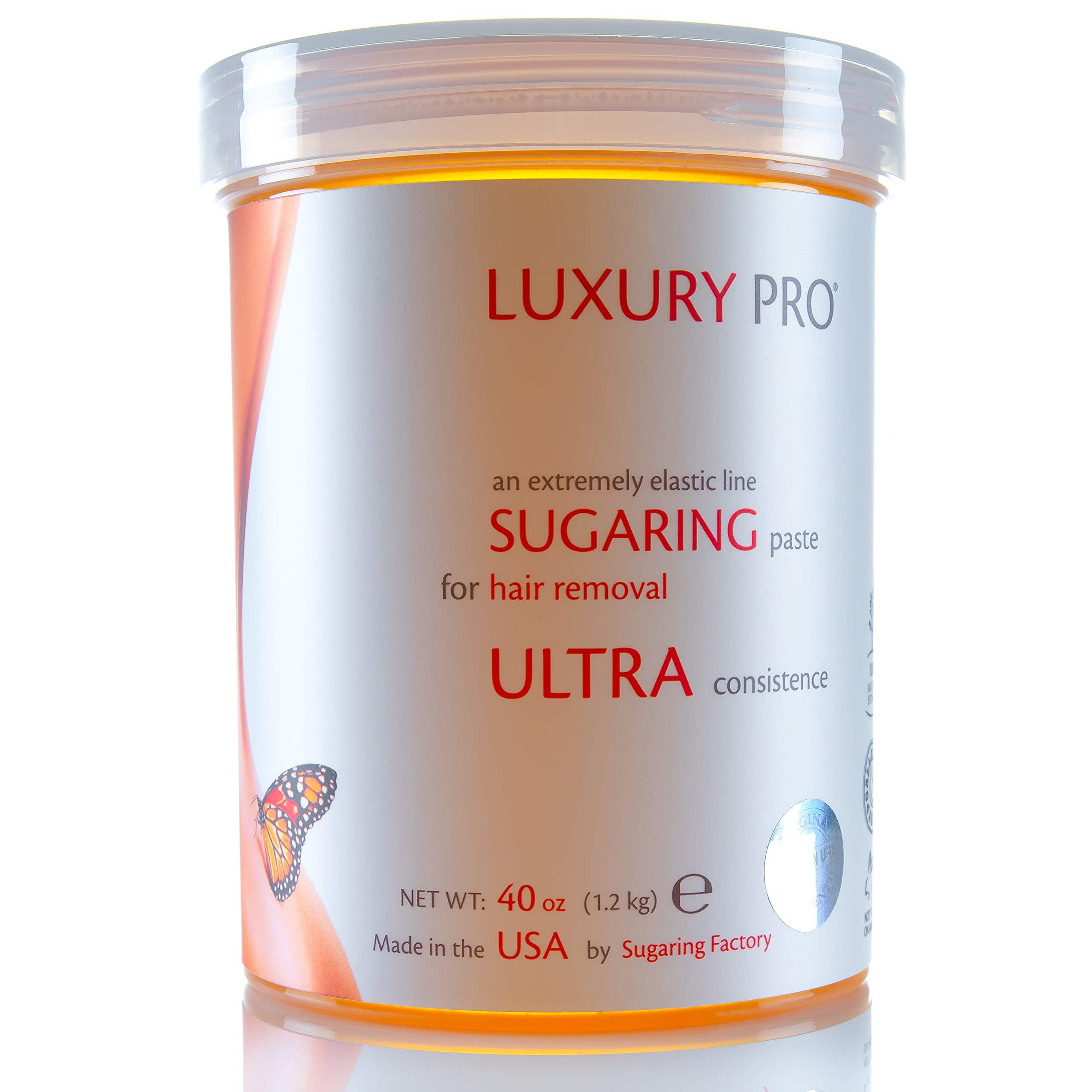 Sugaring Paste Luxury Pro Organic Hair Removal - Medium - Ultra Paste for All body parts 40 oz / 2.5 lbs - Sugar Wax Hair Remover - Professional Skills Required