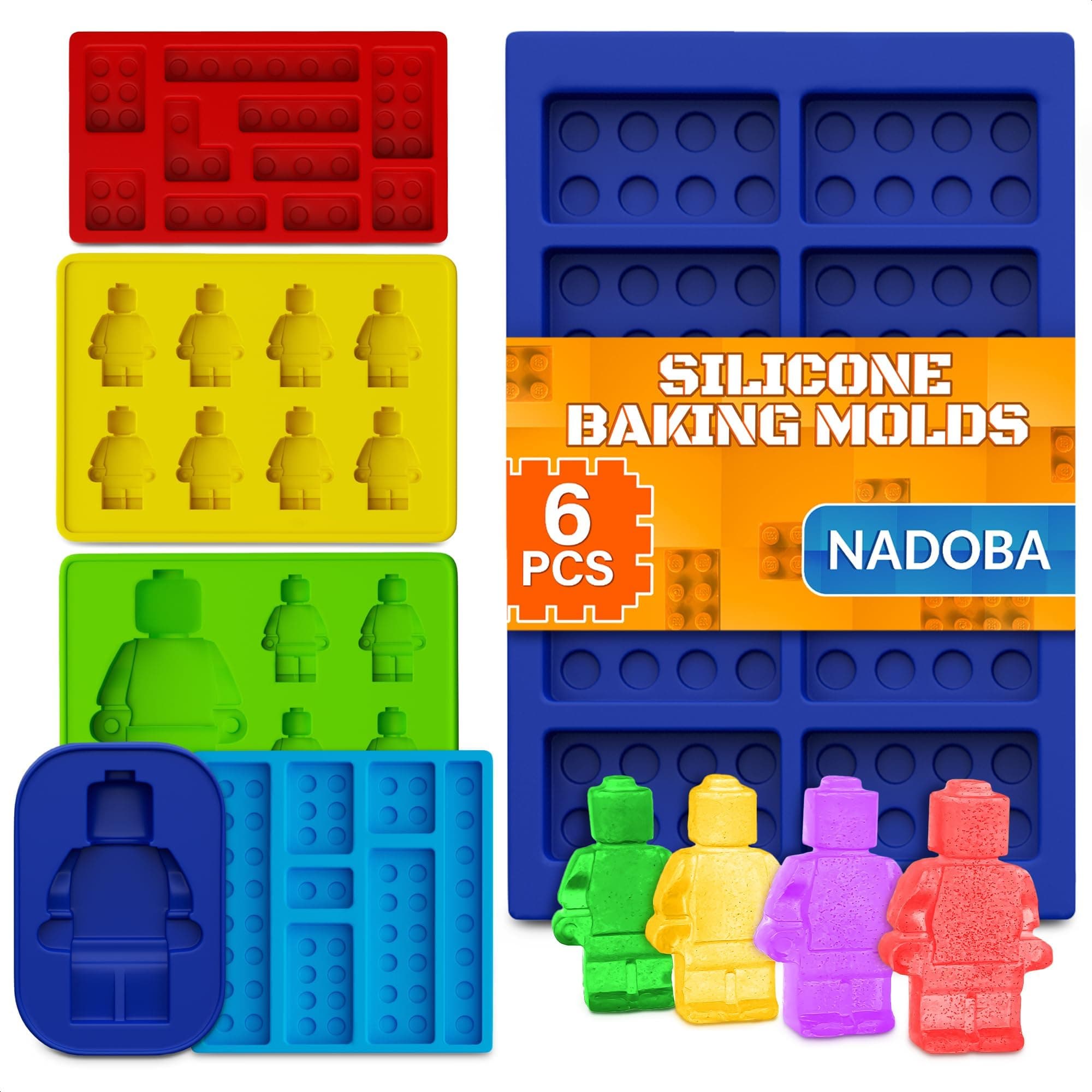 6 Pcs Robot & Bricks Silicone Molds for Chocolate – Non-Stick, Heat-Resistant & Easy to Clean – Chocolate Molds Silicone Design for Baking, Ice, Gummy, Candy & Cake Decorating – Fun DIY Kitchen Tool