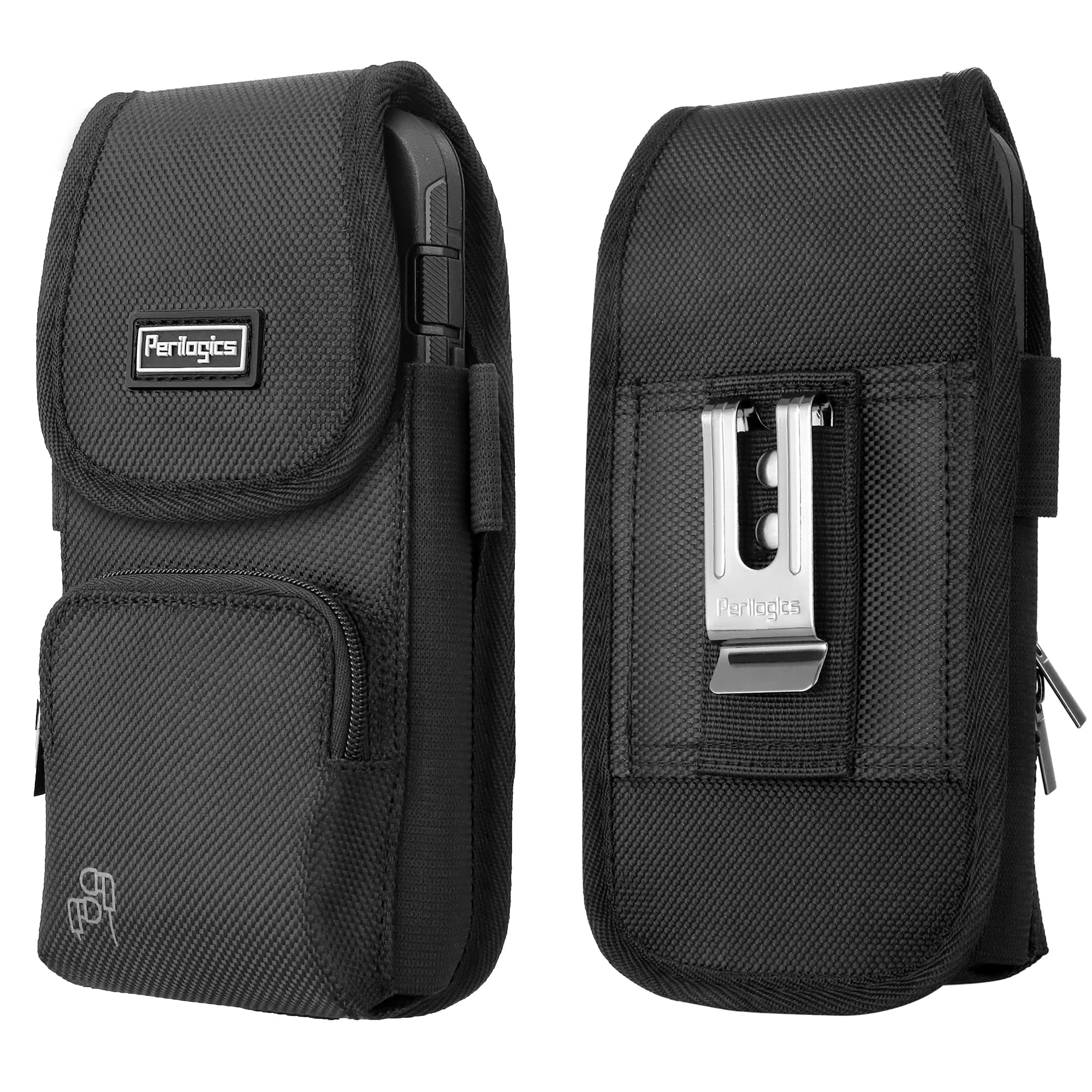 Phone Holster with Magnetic Closure for Samsung S20 Plus, Note 10 Plus, Note 9, Note 8, S10 Plus, S10, S9 Plus with Rugged Phone Cases. Card Holder with Zipper Pocket. (BK/Magnet)