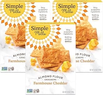 Almond Flour Crackers, Farmhouse Cheddar - Gluten Free, Healthy Snacks, 4.25 Ounce (Pack of 3)
