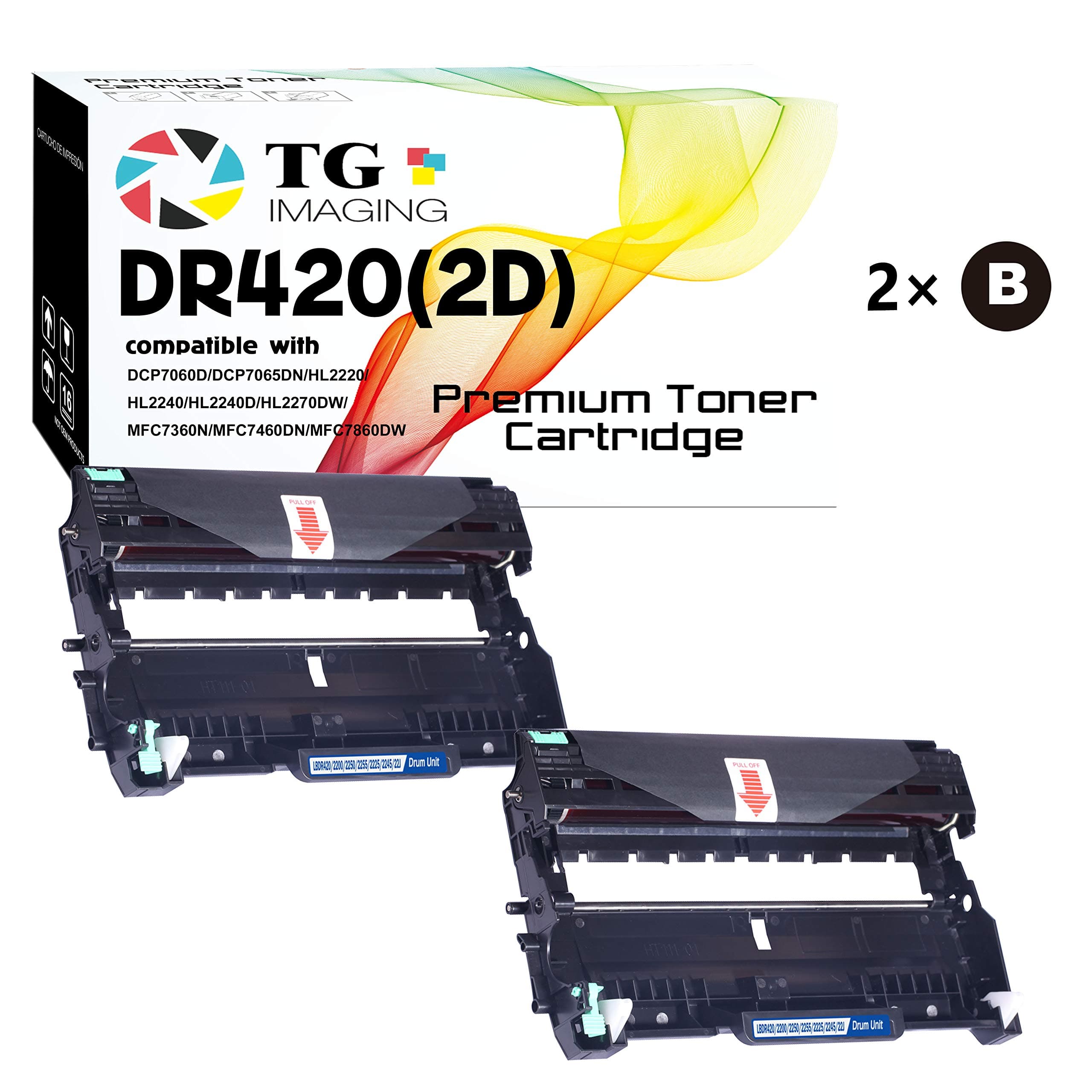 (2 x Drum) Compatible DR420 Drum Unit Use for TN450 TN420 HL-2270DW Printer, Sold by TG Imaging