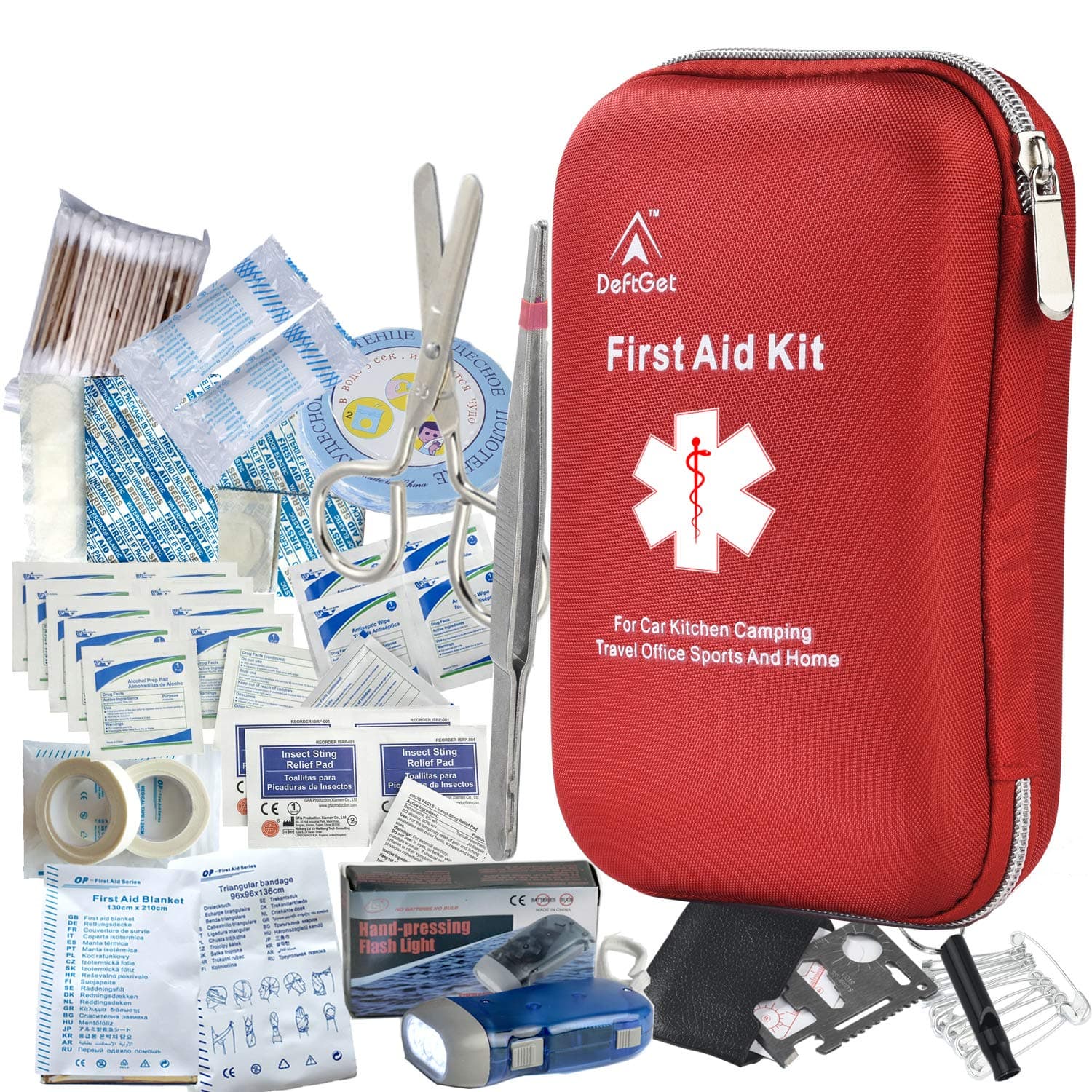deftget 163 Pieces First Aid Kit Waterproof IFAK Molle System Portable Essential Injuries Medical Emergency equipment Survival kits for Car Kitchen Camping Travel Office Sports Home