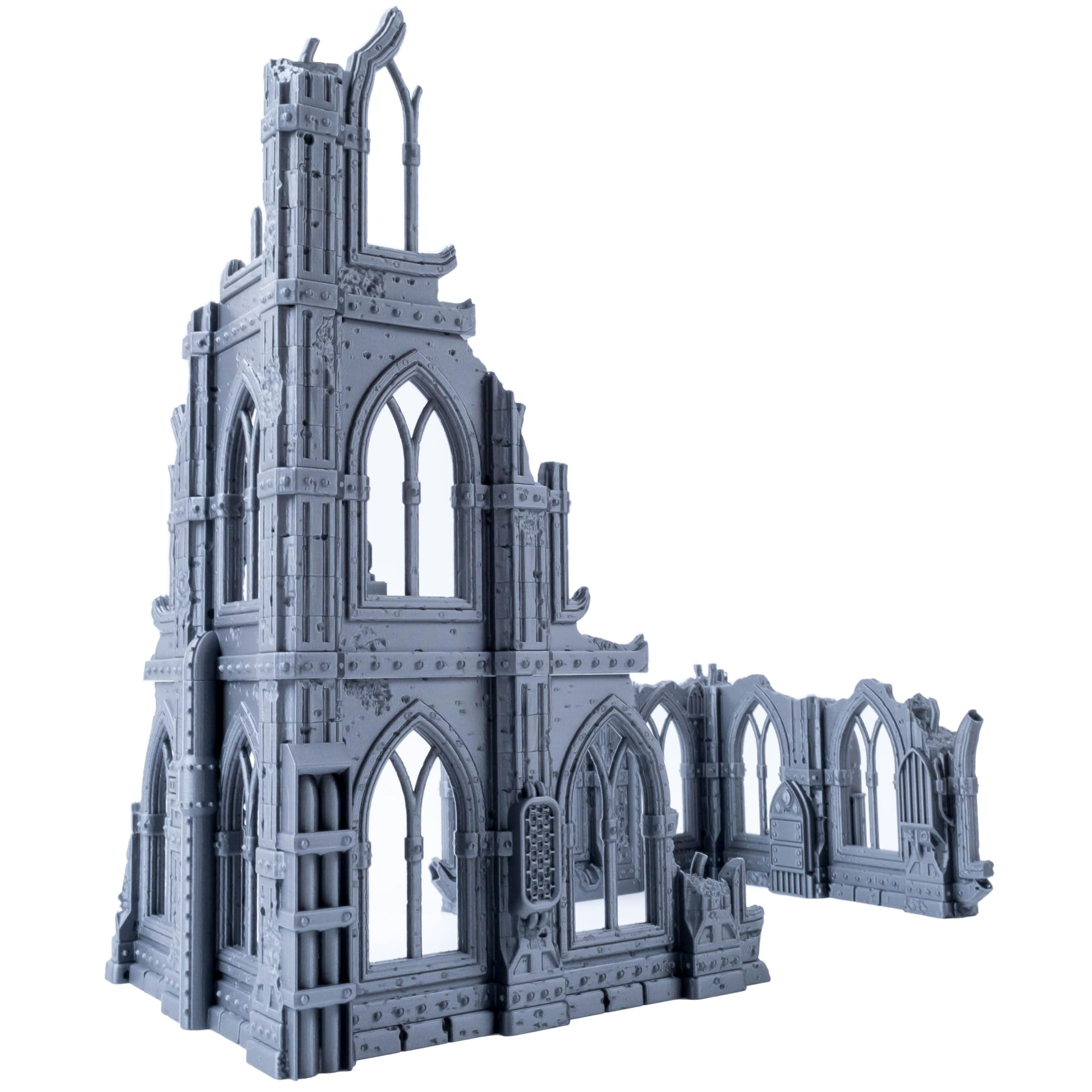 3D Vikings Gothic Ruins Series - Set 1: Three-storey destroyed building and adjacent remnant on the first floor, scale 28/32 mm
