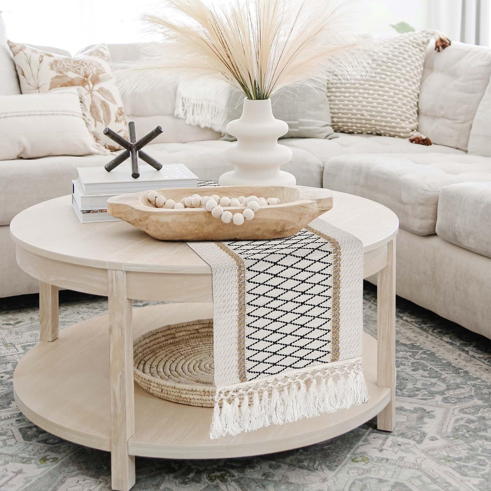 yubooTable Runner in Spring Boho Print, 36 inches, Decorative Fabric for Tables