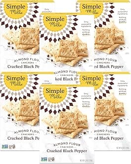 Simple Mills Almond Flour Crackers, Black Cracked Pepper - Gluten Free, Vegan, Healthy Snacks, Plant Based, 4.25 Ounce (Pack of 6)