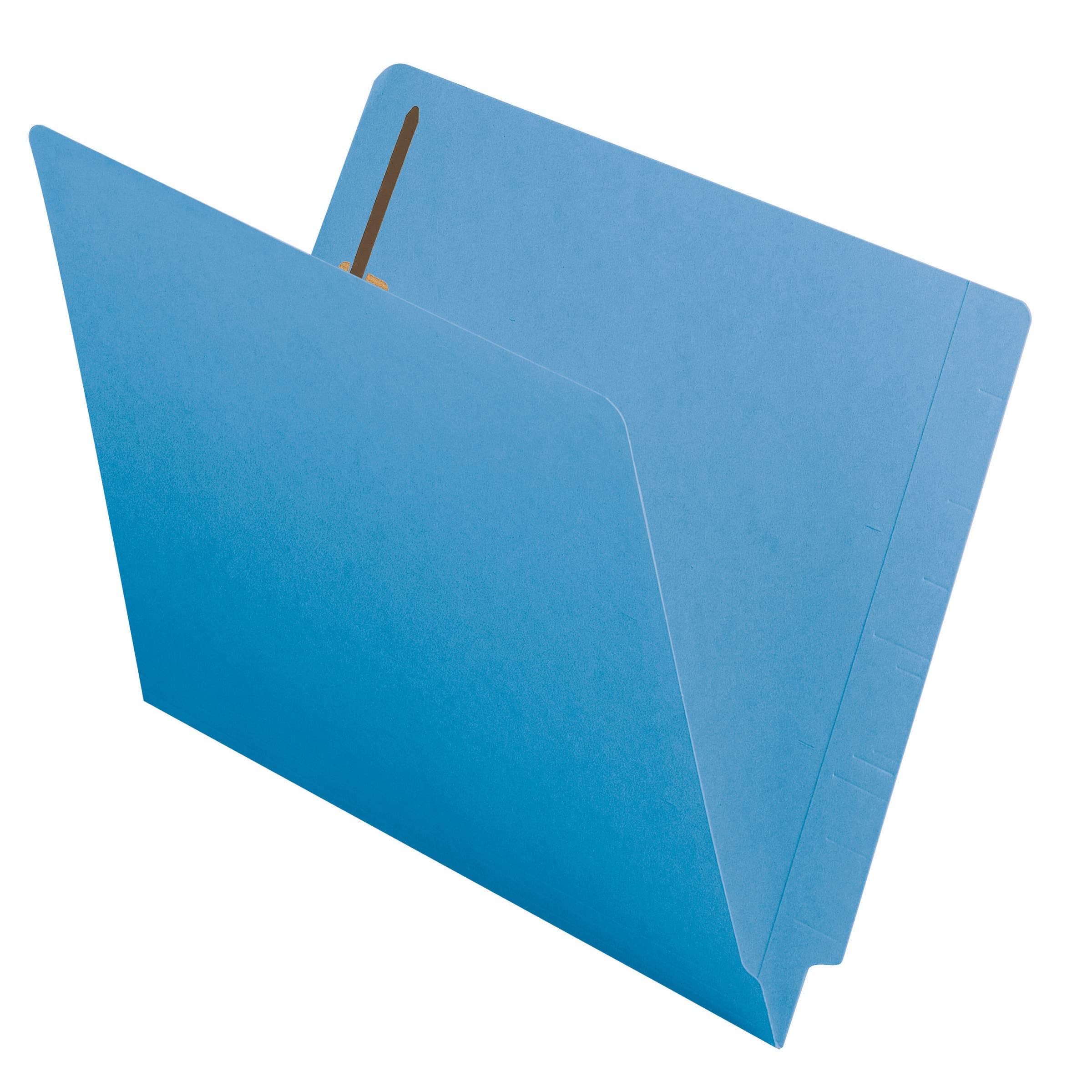 Smead End Tab Fastener File Folder, Shelf-Master® Reinforced Straight-Cut Tab, 2 Fasteners, Letter Size, Blue, 50 per Box (25040)