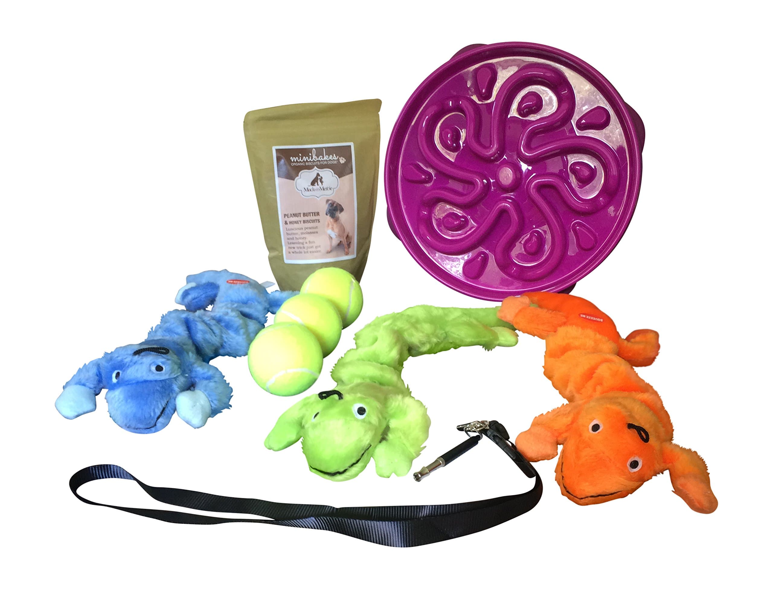 Healthy Dog Bundle Keeps Your K-9 Kid in Shape From Teeth to Tail with Specialty Dog Bowl, Stretchy Toys, Balls & Dental Cleaning Treats