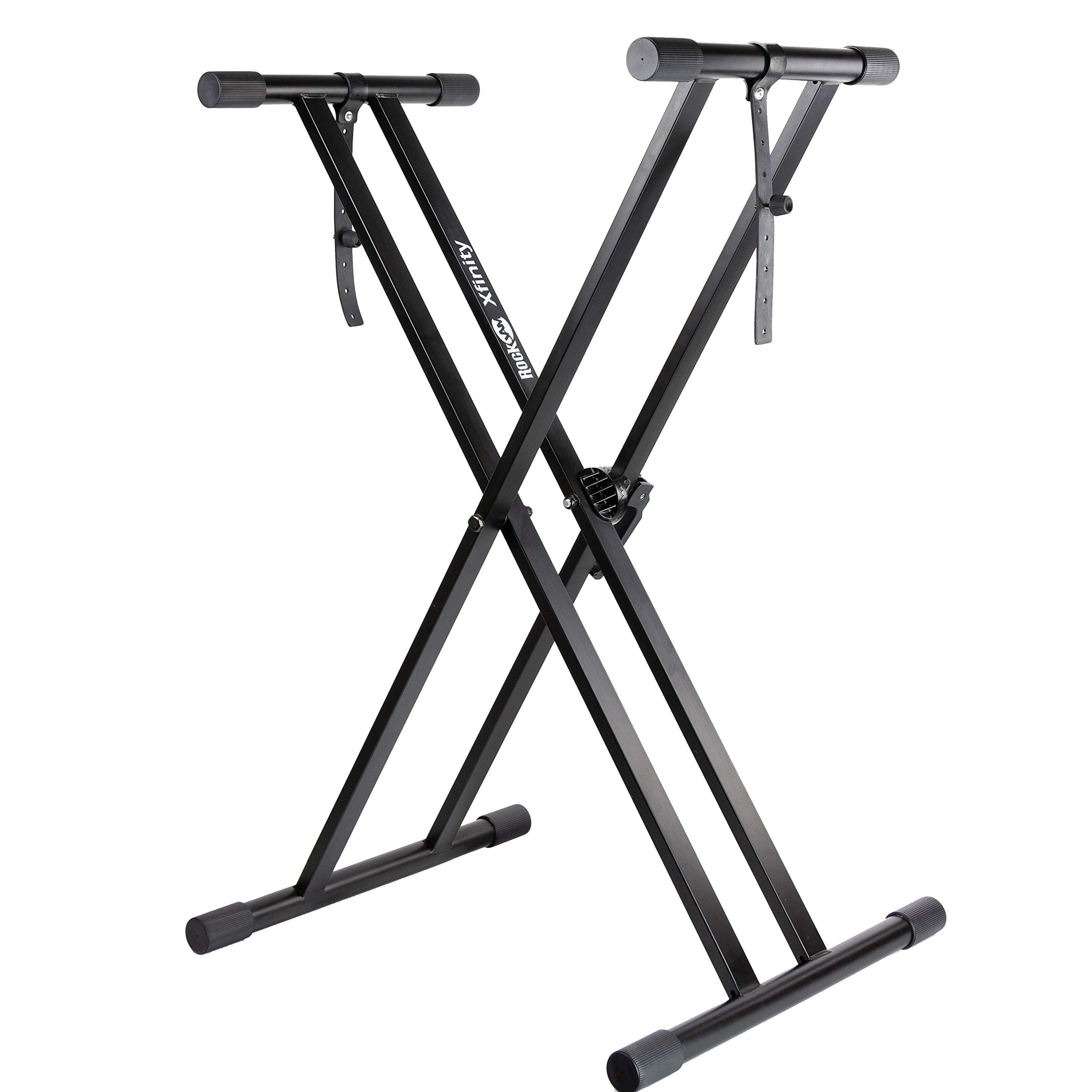 XX-363 Xfinity Doublebraced Pre Assembled Keyboard Stand with Locking Straps & Lessons.,Black
