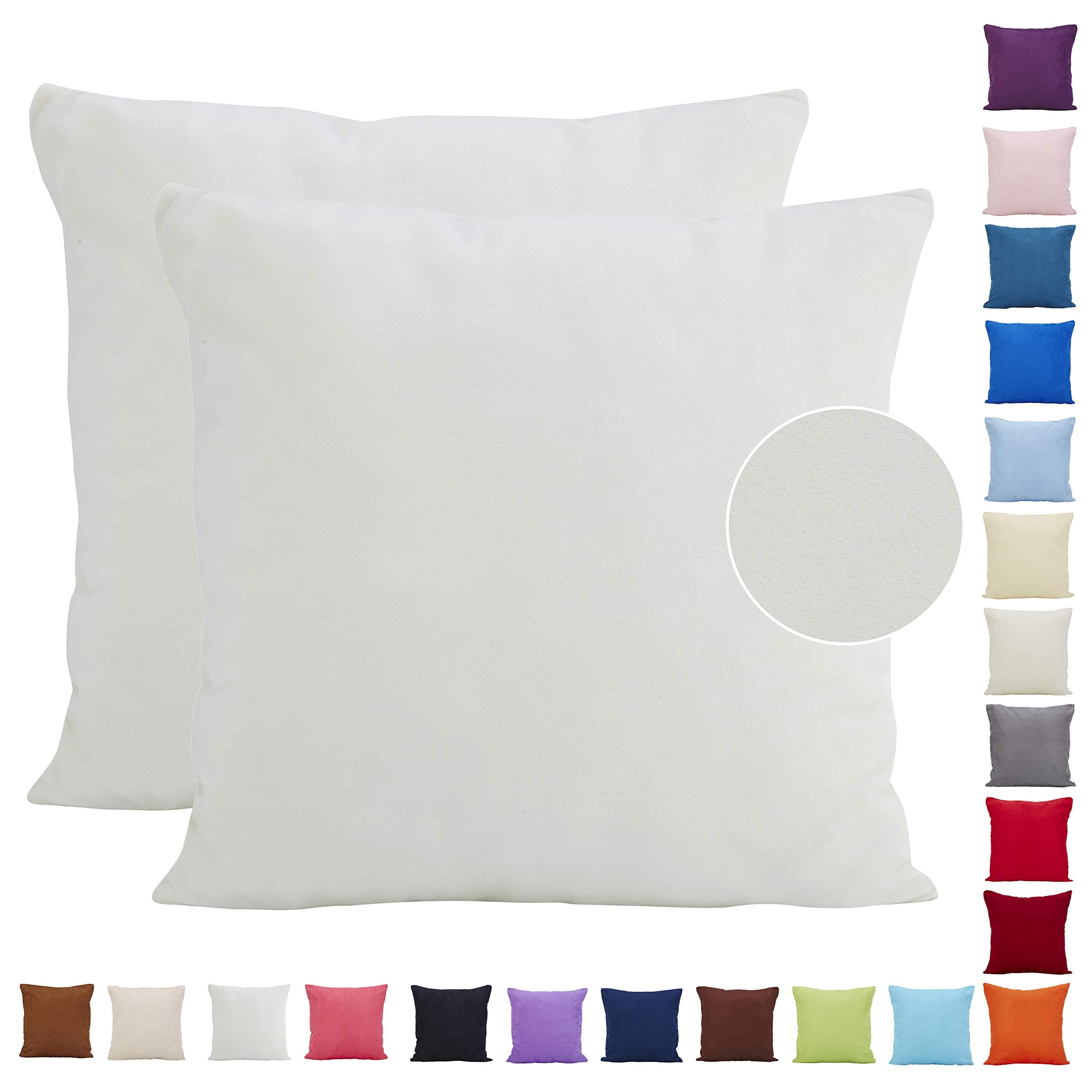 Comoco® 2Pcs Solid Color Lightweight Faux Suede Series Pillowcase Home Decor Sofa Throw Pillow Covers Available In 21 Colors and 7 Sizes (40x40cm,White)