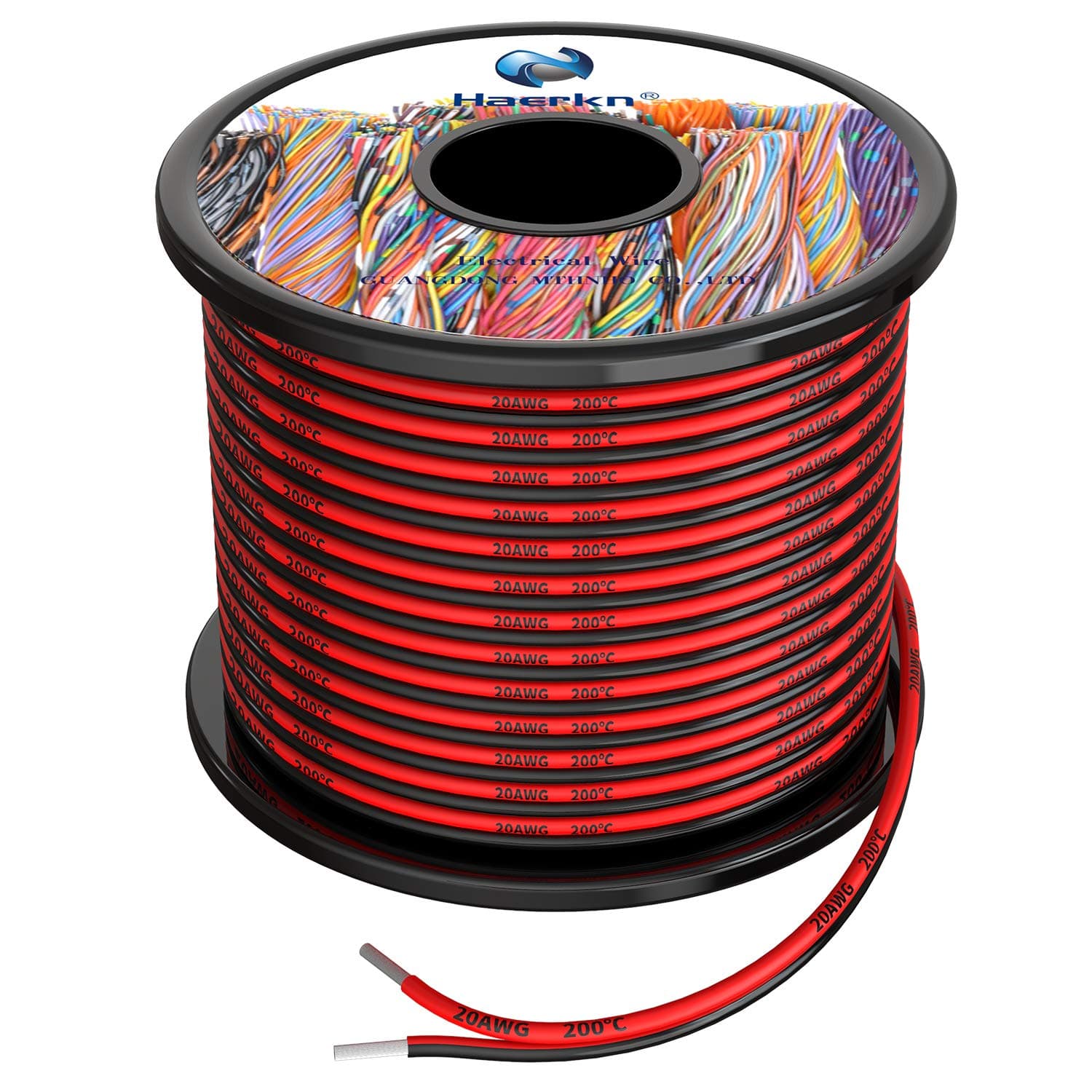 Haerkn 20 awg Silicone Electrical Wire 2 Conductor Parallel Wire line 200ft [Black 100ft Red 100ft] 20 Gauge Soft and Flexible Hook Up Oxygen Free Stranded Tinned Copper Wire