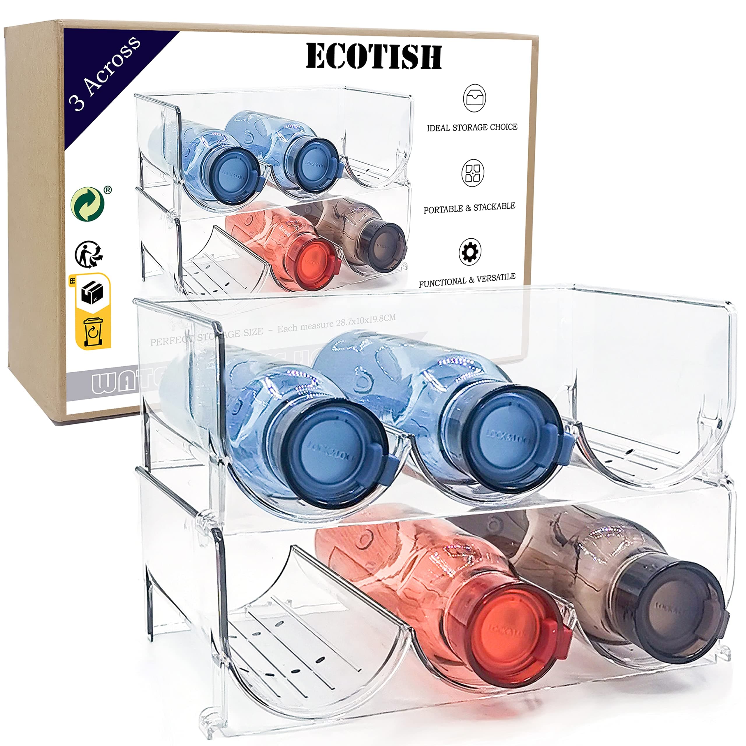 2 Pack Water Bottle Holders - Water Bottle Organizer Stand Kitchen Pantry Refrigerator Storage Bins - Home Organization and Storage,Home Organization and Storage,Countertop Cabinet Organization Rack