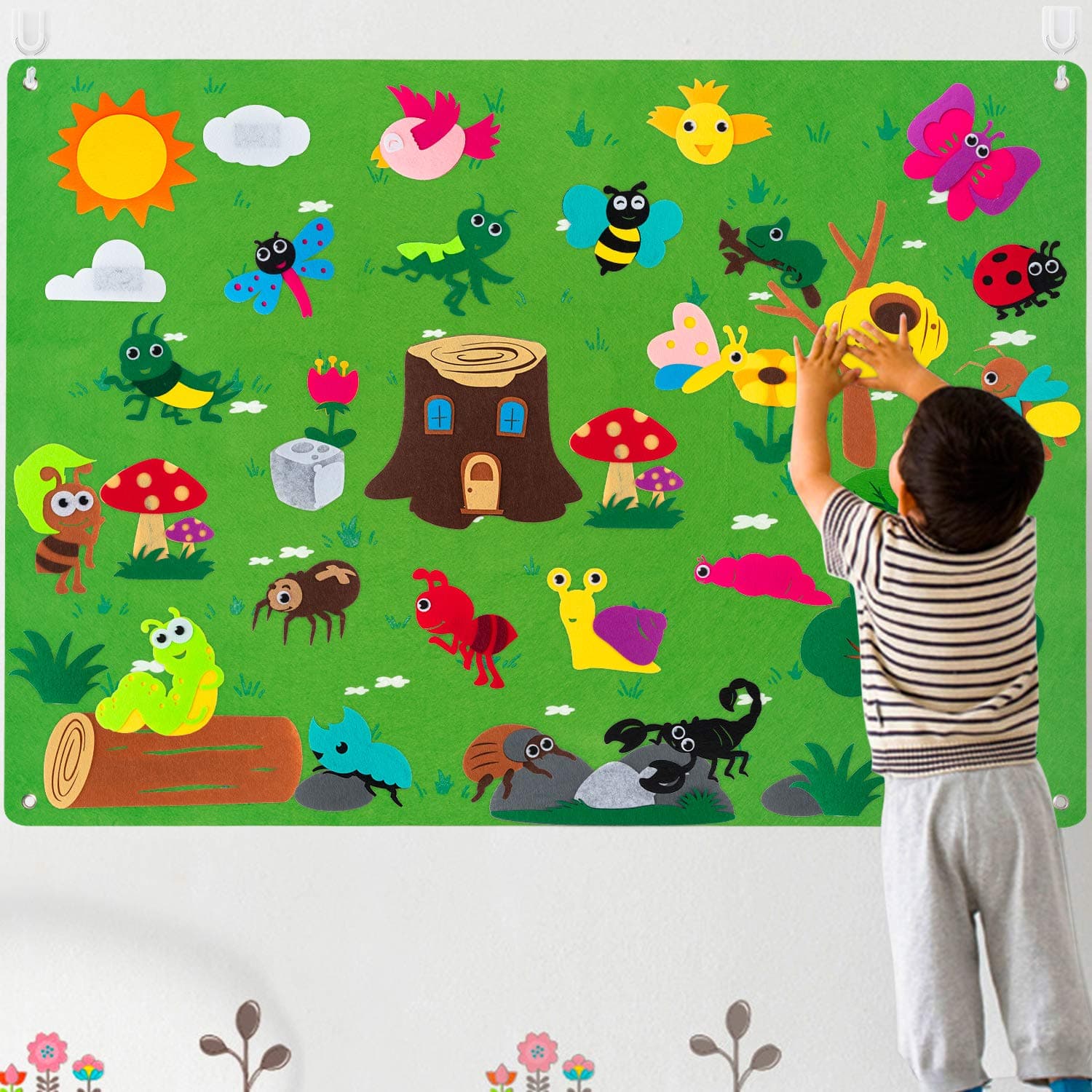 WATINC 45Pcs Insect Teaching Felt Board Story Set