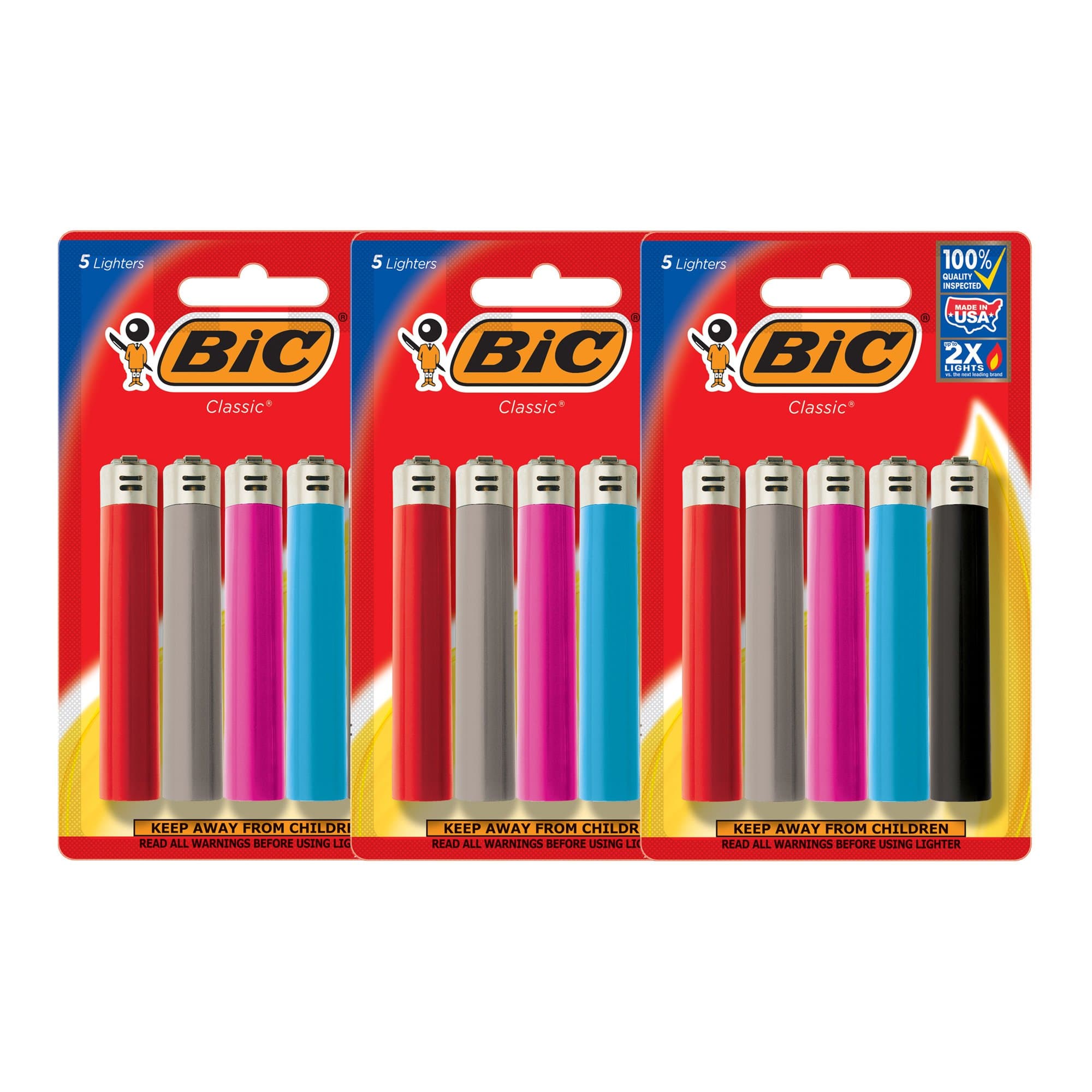 Classic Lighter, Assorted Colors, 15 Lighters