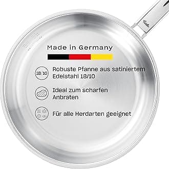 Pure Collection/Stainless Steel Frying Pan (Diameter 28 cm) Uncoated Saucepan Internal Scale Made in Germany - Induction