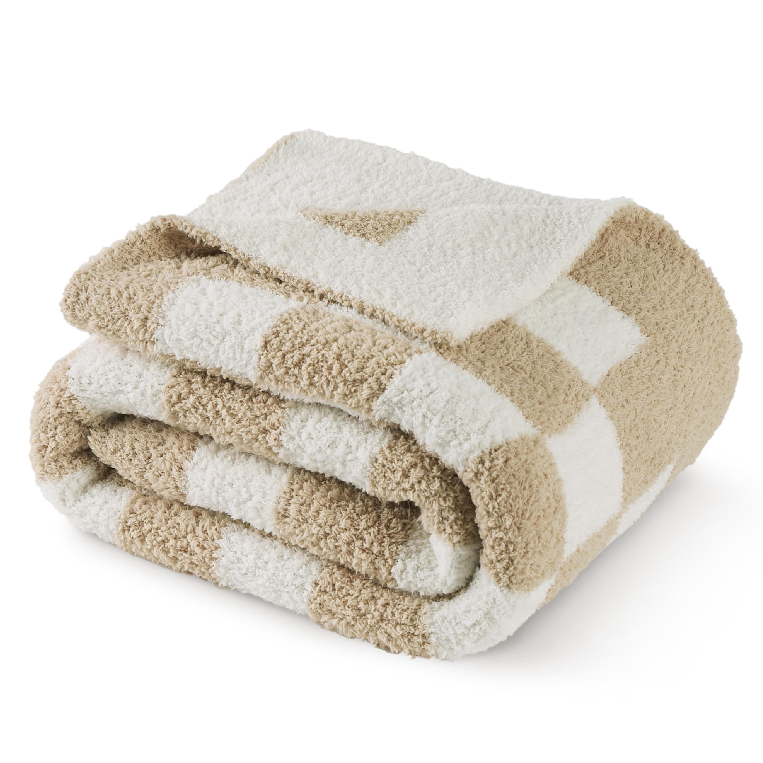 Bedsure Checkered Throw Blanket - Super Soft Knit Throw Blanket, Warm Cozy Fluffy Lightweight Blanket for Couch Sofa Bed (60" x 80")