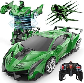 BLUEJAY Transform Rc Cars for Boys 4-7 8-12, 2.4Ghz Remote Control Car 1:18 Scale Transforming Robot, One-Button Deformation 360° Rotation Car Toy Gifts for Boys 3-5