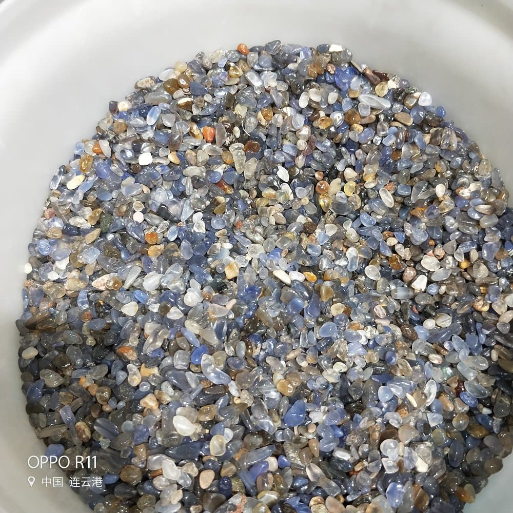 Blue Agate Tumbled Chips Stone Crushed Crystal Quartz Pieces Irregular Shaped Stones 1pound(About 460 Gram) (Blue Agate)