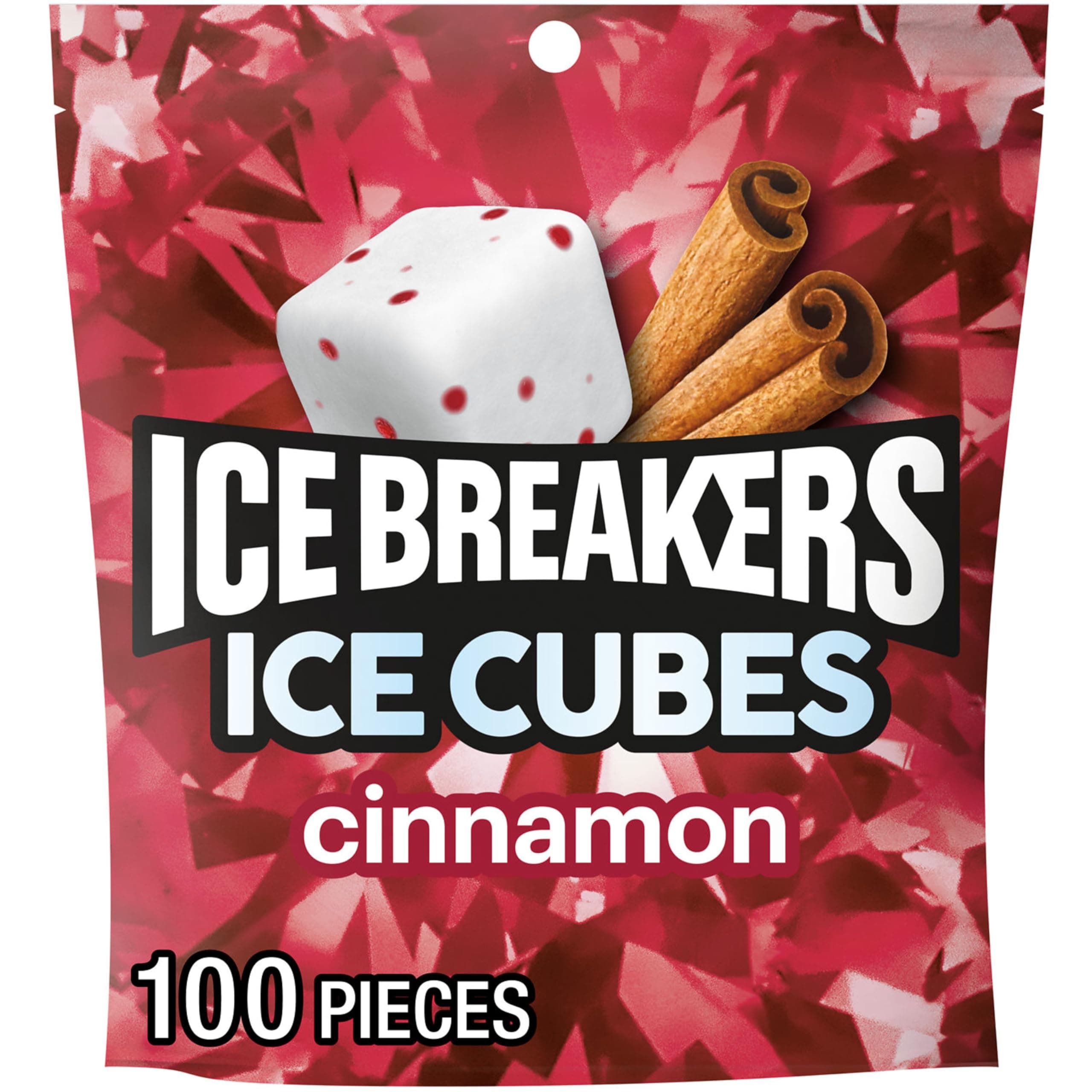 Ice Cubes Cinnamon Sugar Free Chewing Gum Pouch, 8.11 oz (100 Pieces)