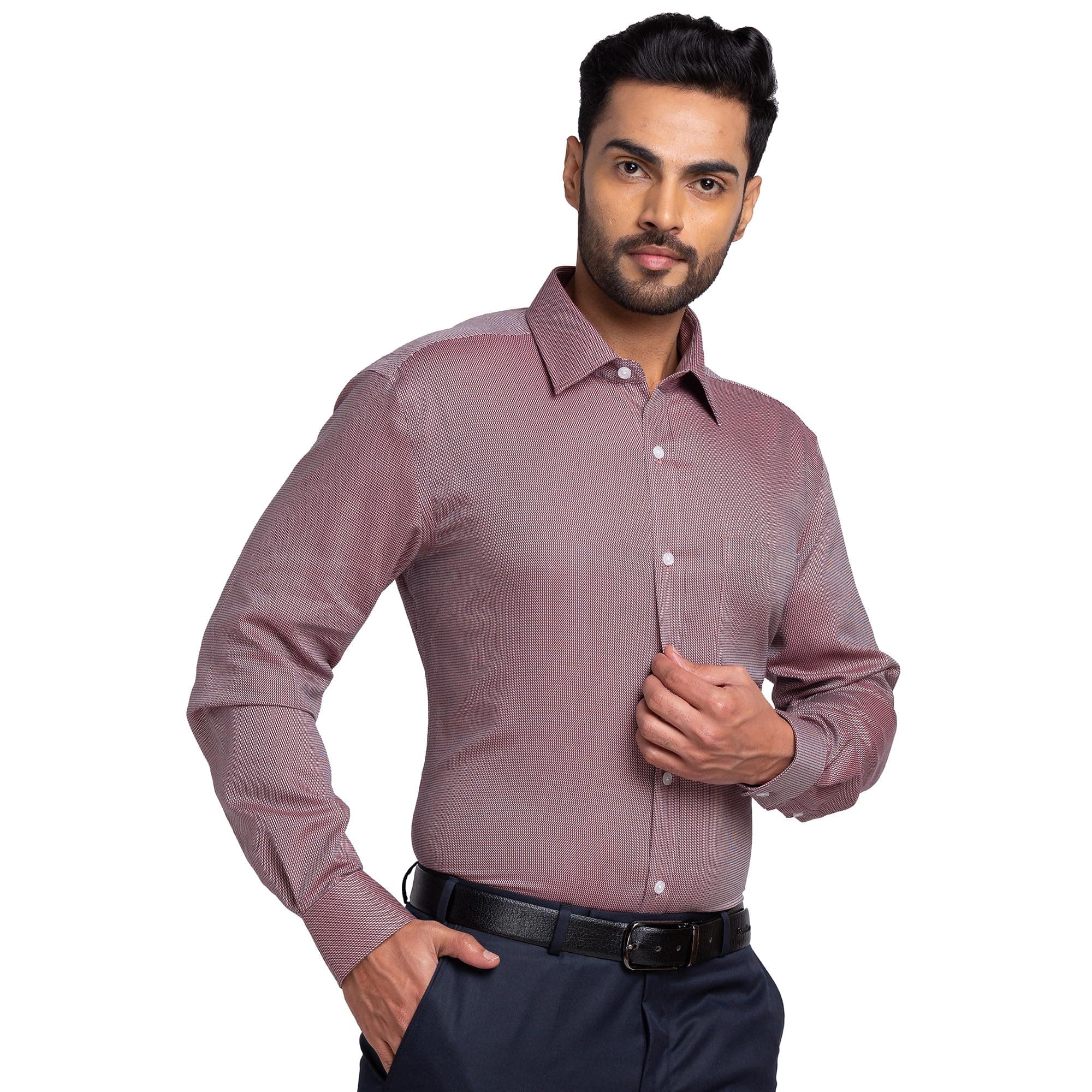 Park Avenue Men Regular Fit Structure Pattern Pure Cotton Ainsley Collar Full Sleeve Formal Shirt