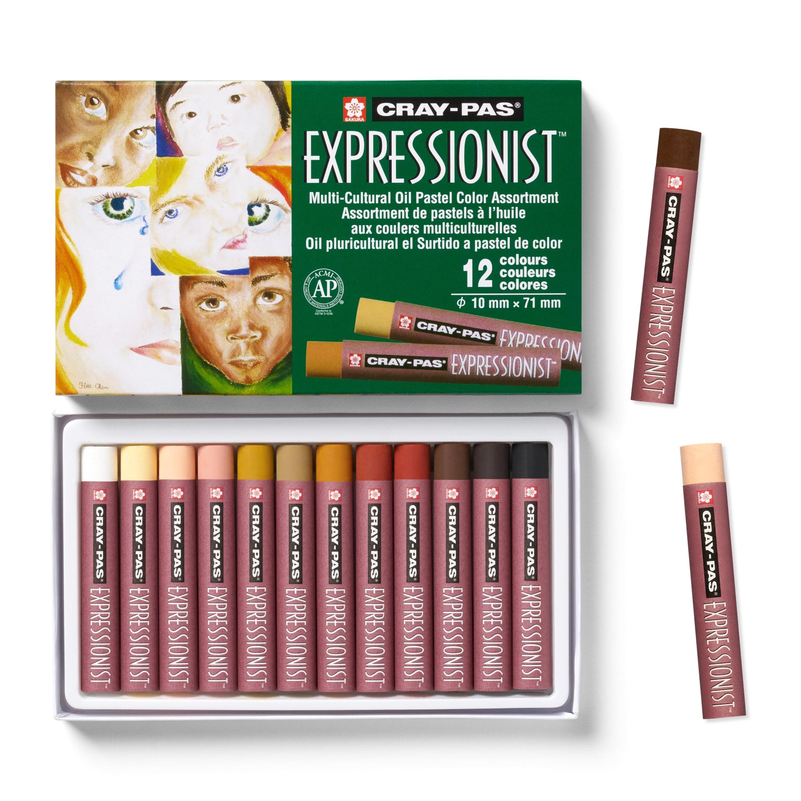 SAKURA Cray-Pas Expressionist Multi-Cultural Oil Pastel Set - Soft Oil Pastels for Artists - 12 Colors