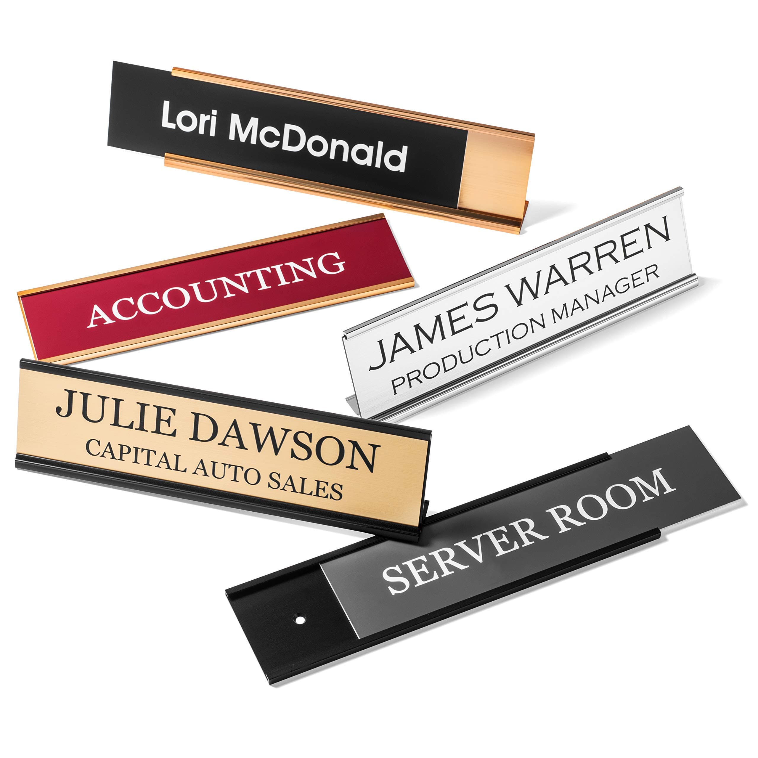 Providence Engraving Personalized Desk Name Plates - Custom Office Wall Name Plates - with Holder - 2X8