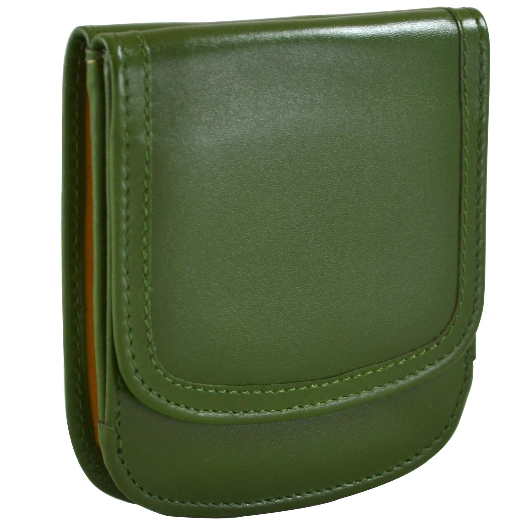 Taxi Wallet - Smooth Leather, Olive Green – A Simple, Compact, Front Pocket, Folding Wallet, that holds Cards, Coins, Bills, ID – for Men & Women