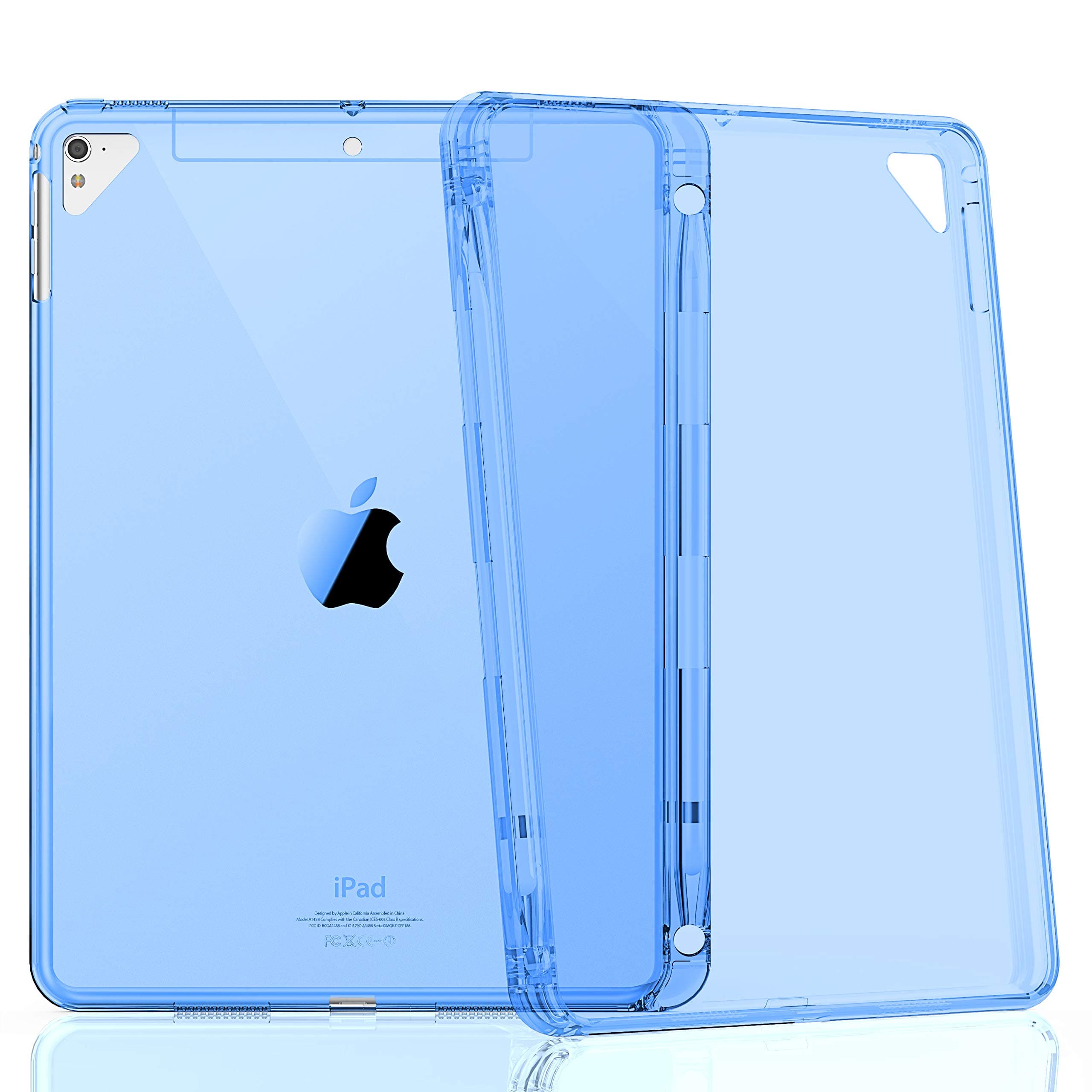 HBorna 9.7 inch iPad case 2018/2017 / Pro 9.7 / Air 2 / Air, Lightweight and Soft TPU Back Case Cover, [With Pencil Holder] for Apple iPad 9,7’’ 6th / 5th / Pro 9,7 / Air 2 / Air, Blue
