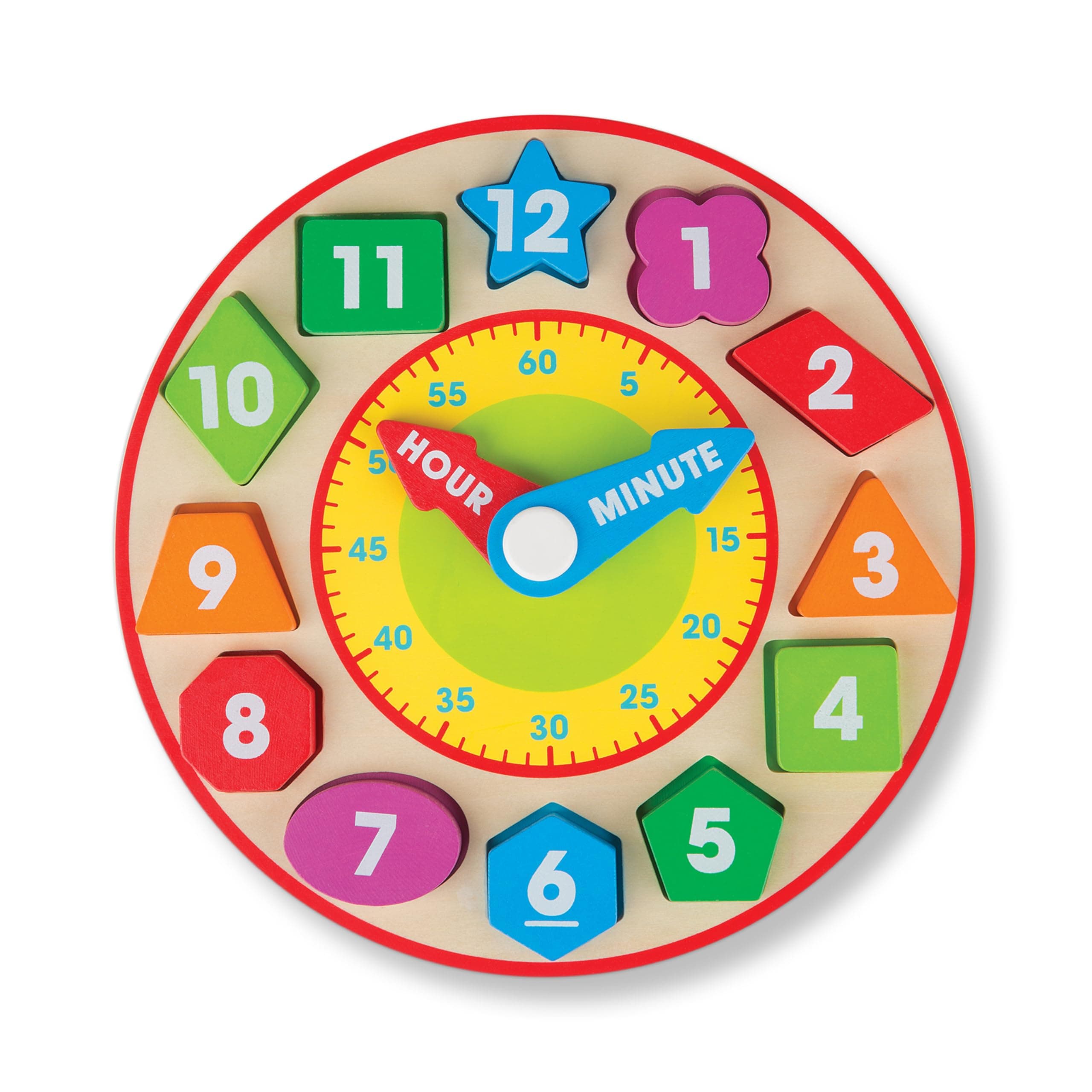 Melissa & Doug Shape Sorting Clock – Wooden Educational Toy with 12 Removable Number Pieces – Teaches Colors, Shapes, and Time-Telling Skills for Kids Ages 3+ | MD8593