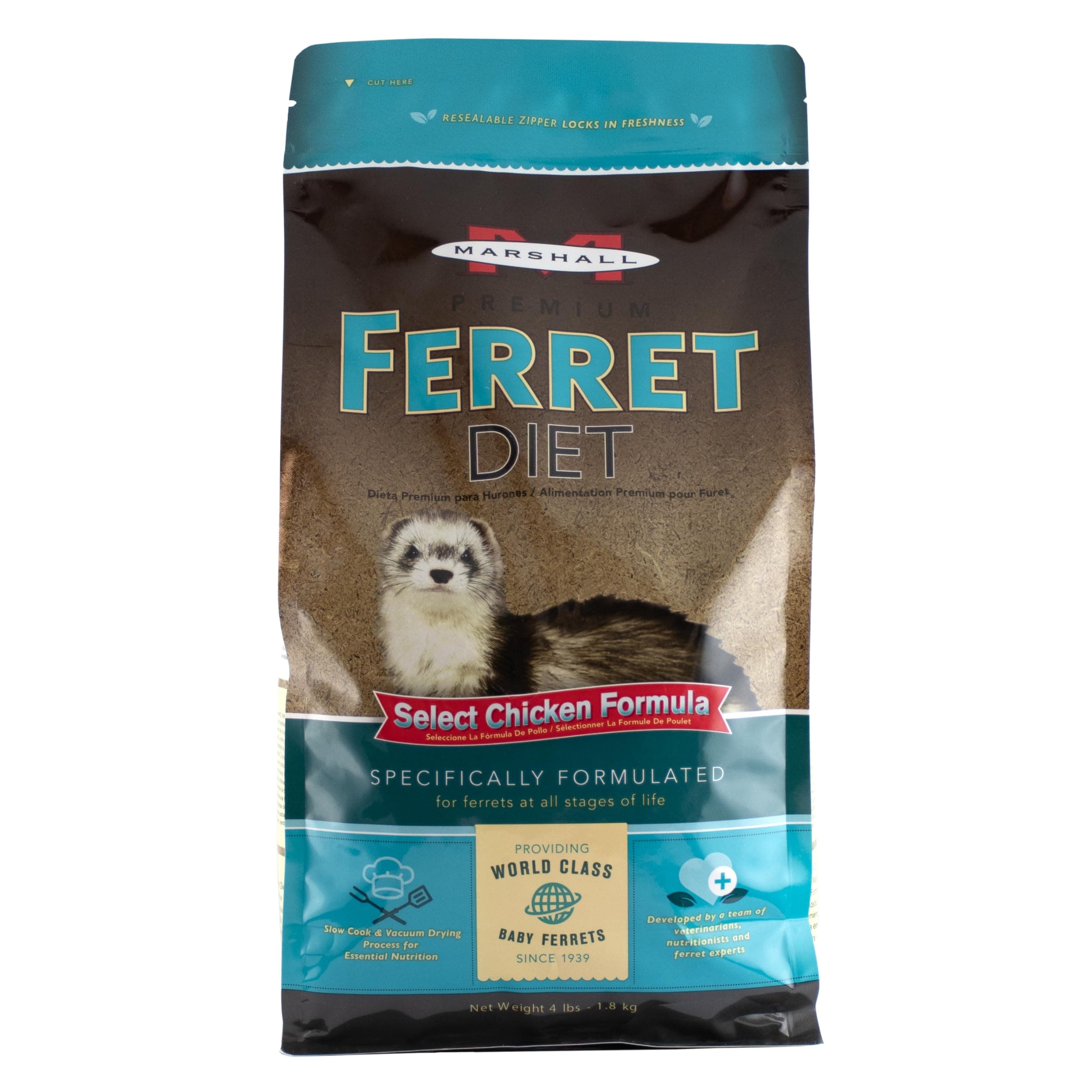 Marshall Select Chicken Formula Premium Ferret Diet – 4 lbs – Supports Digestion, Energy & Muscle Maintenance – Balanced Small Animal Food with Essential Nutrients