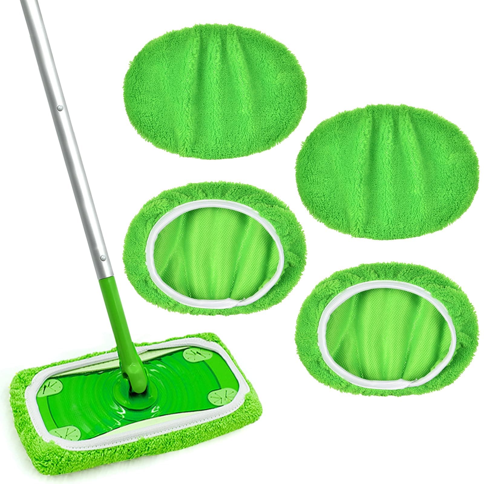 4 Wipes Reusable for Sweeper Mop, Washable Microfiber Sweeping Mop Refills, Reusable for Swiffer Floor Mops, Dry Sweeping Cloth Wet Mopping Cloths for Surface/Hardwood Floor Cleaning