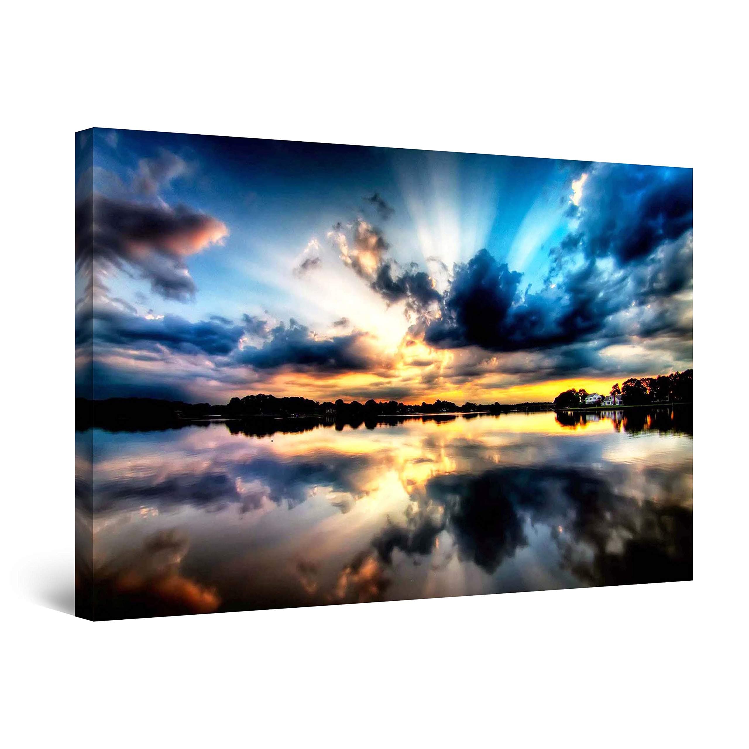 StartonightCanvas Wall Art - Multicolor Sky II, Framed Stretched Print, Modern for Bedroom or Dining Room, Office Unique Luminous Artwork 80 cm x 120 cm Day & Night Effect