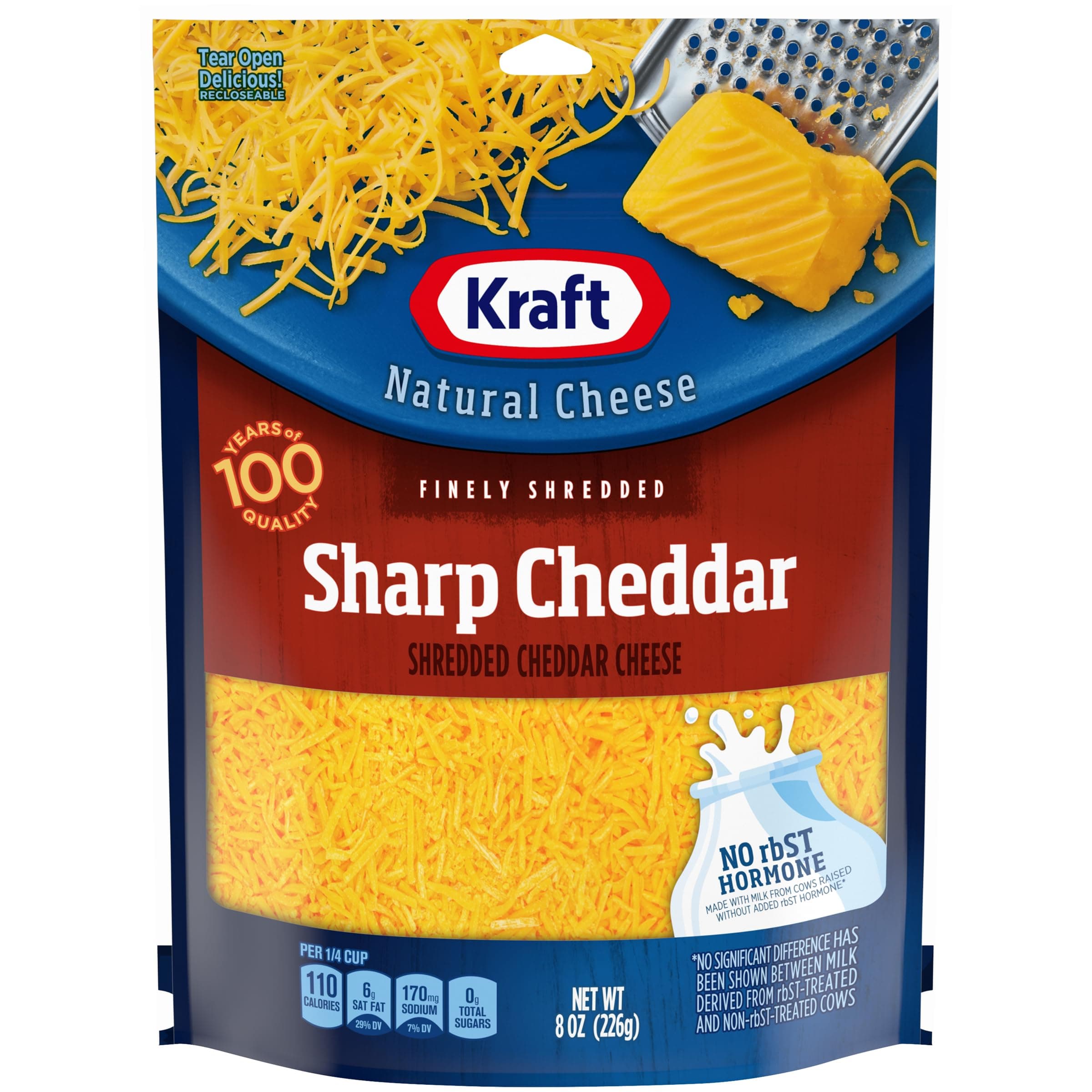 Kraft Finely Shredded Natural Sharp Cheddar Shredded Cheese (8 oz Pouch)