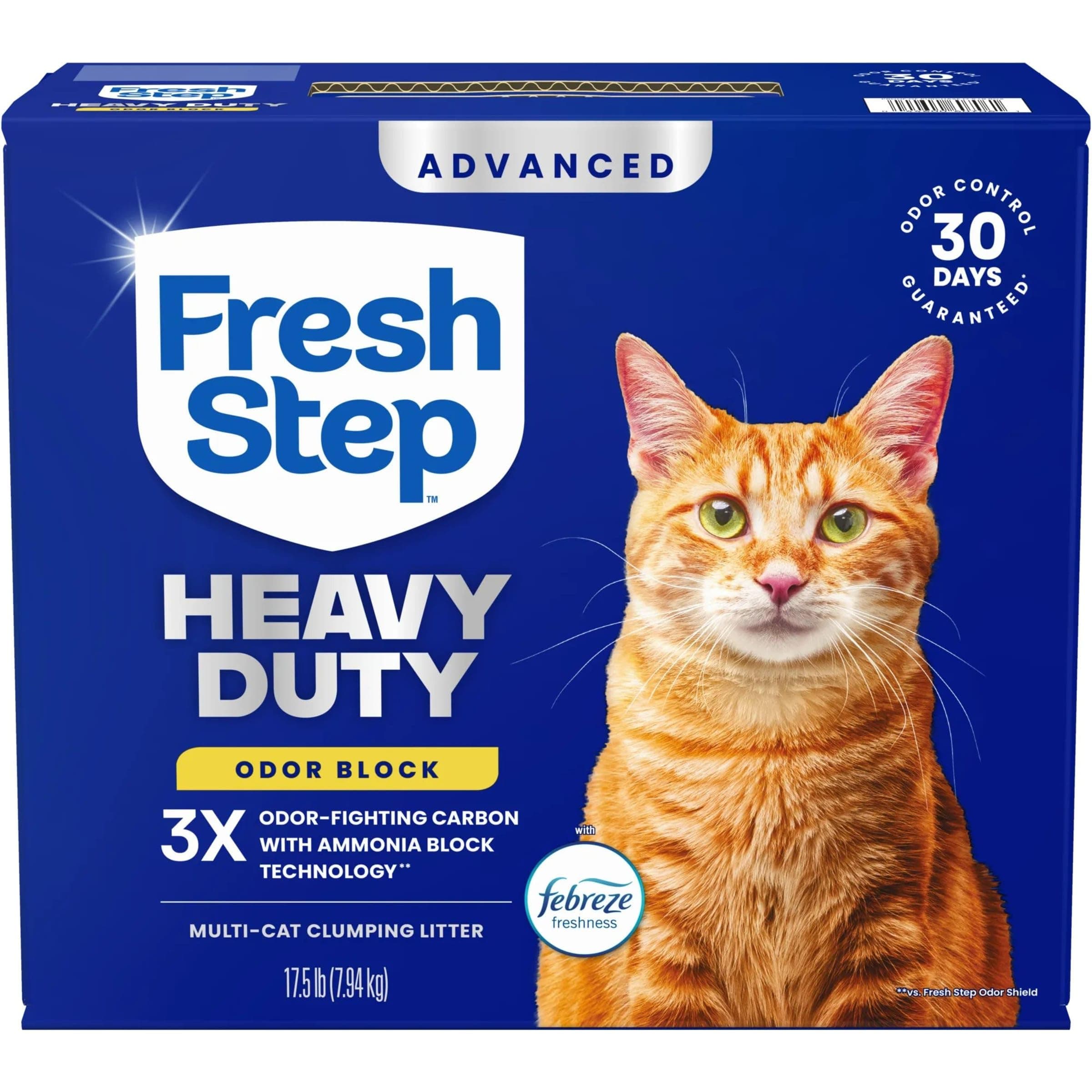 Fresh Step Heavy Duty Odor Block Advanced Multi Cat Clumping Litter with Febreze, 17.5 lb (Package May Vary)