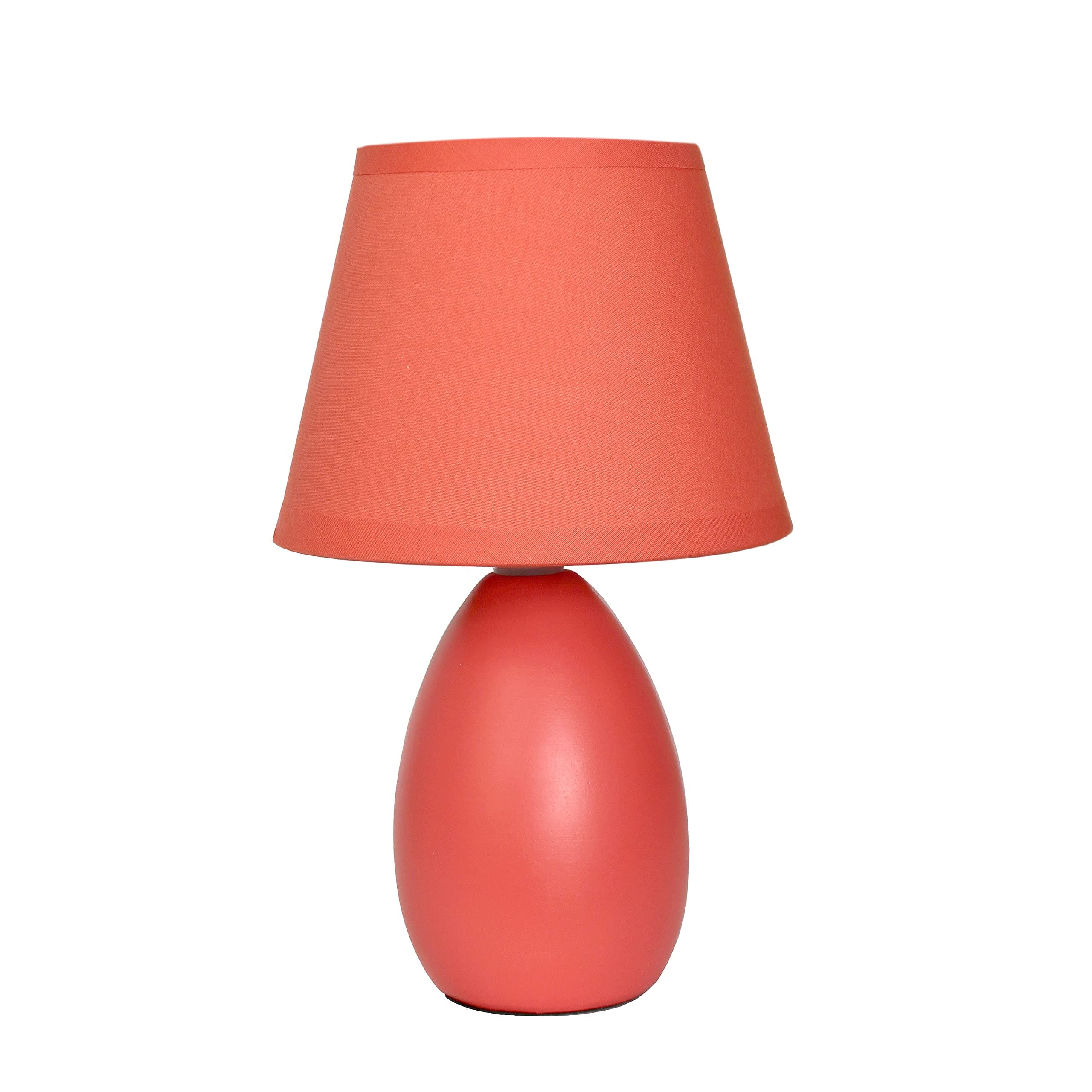 Simple Designs LT2009-ORG Mini Bedside Small Oval Egg Ceramic Table Lamp, Orange