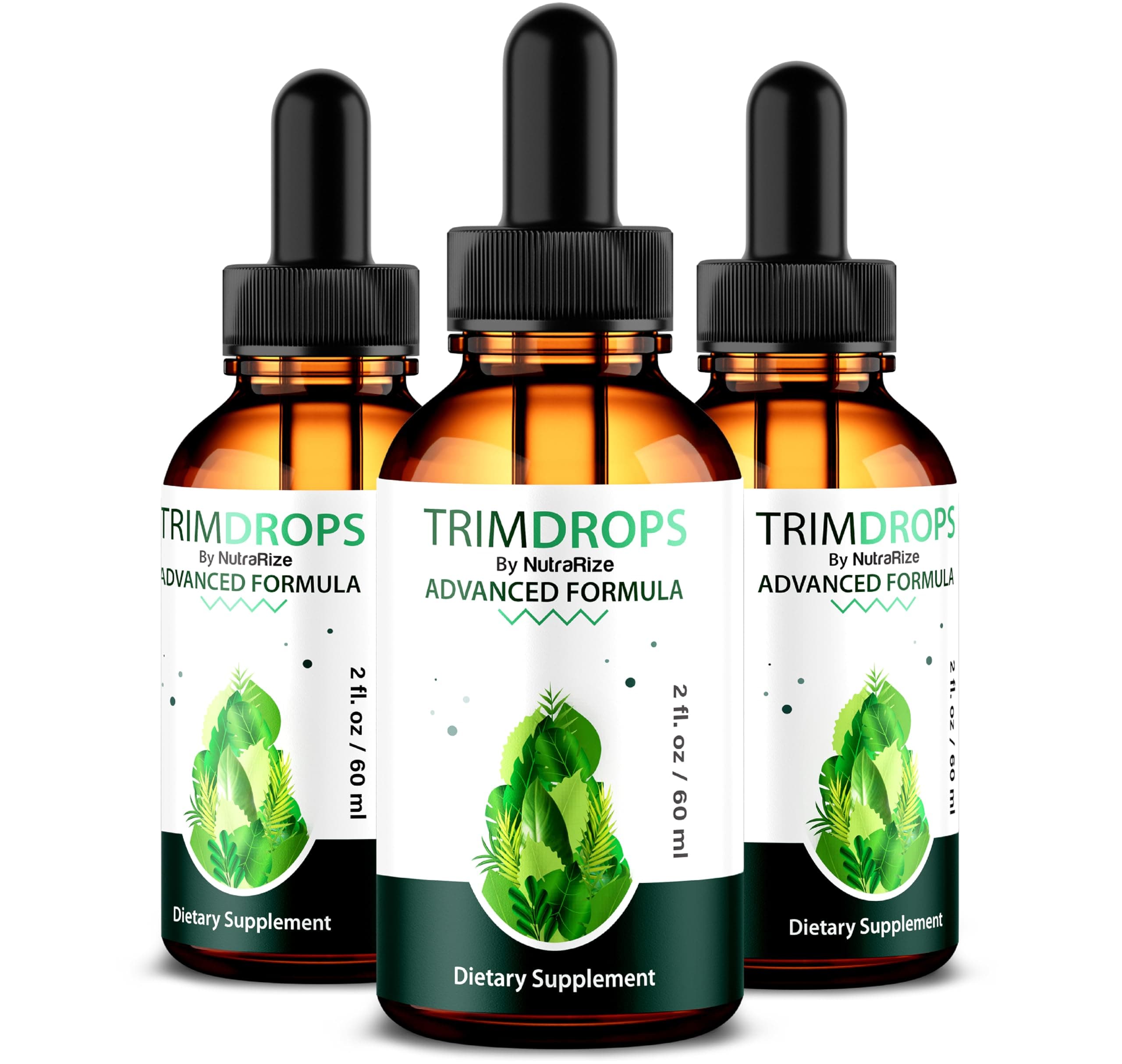 NutraRize (3 Pack) Trim Drops Liquid, Official TrimDrops for Overall Health & Wellness, All Natural Formula to Maintain Healthy Body, Premium Trim Drops Formula, TrimDrops Gotas Review (90 Servings)
