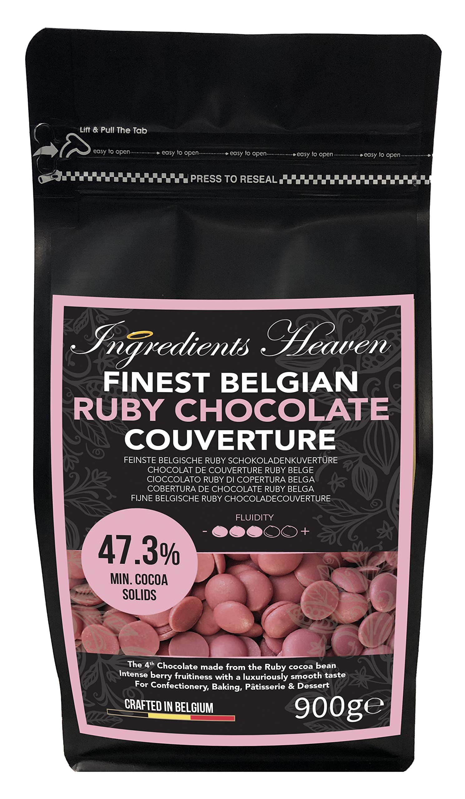 Ingredients Heaven - Finest Belgian Ruby Chocolate Couverture - 900g