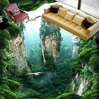 Wall Mural Wallpaper 108 x 75 inch (Width x Height) Custom 3D Mural Floor Wallpaper Cliff Scenery PVC Wear Waterproof