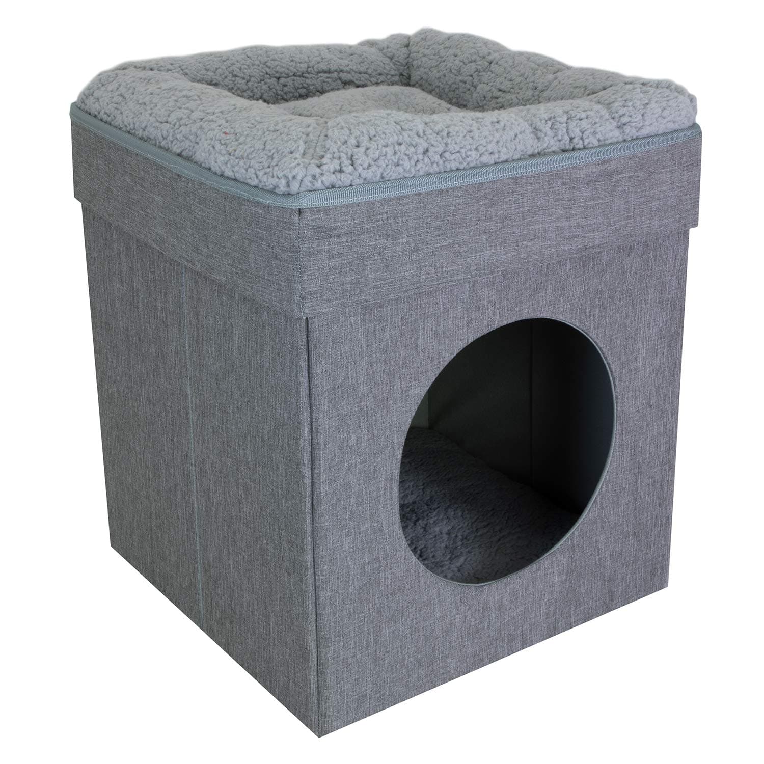 Kitty City Large Cat Bed, Stackable Cat Cube Home w/ Cat Scratcher