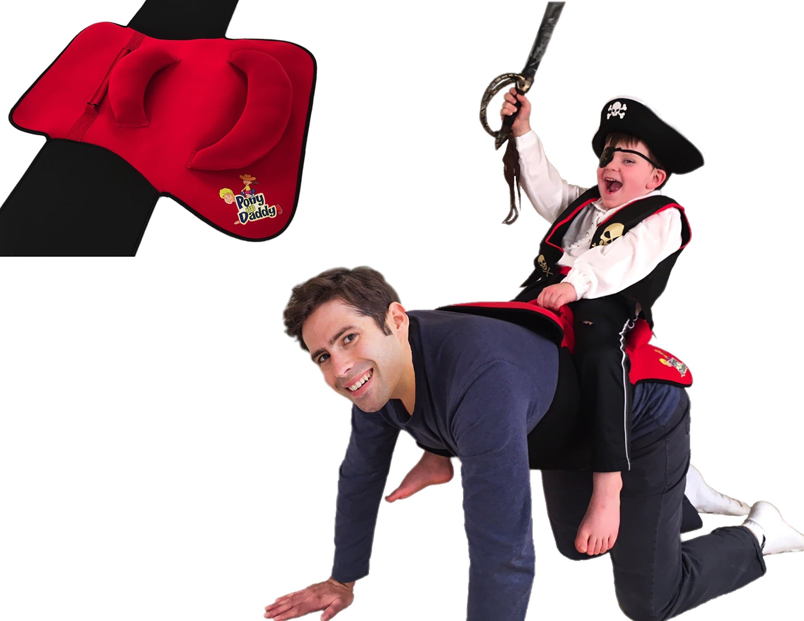 Neoprene Parent Saddle with Easy Close Strap - Features Padded Seat and Grab Handle for Safe and Comfortable Play Pony Rides - Fits Up to 50" Chest Size - Raider Red