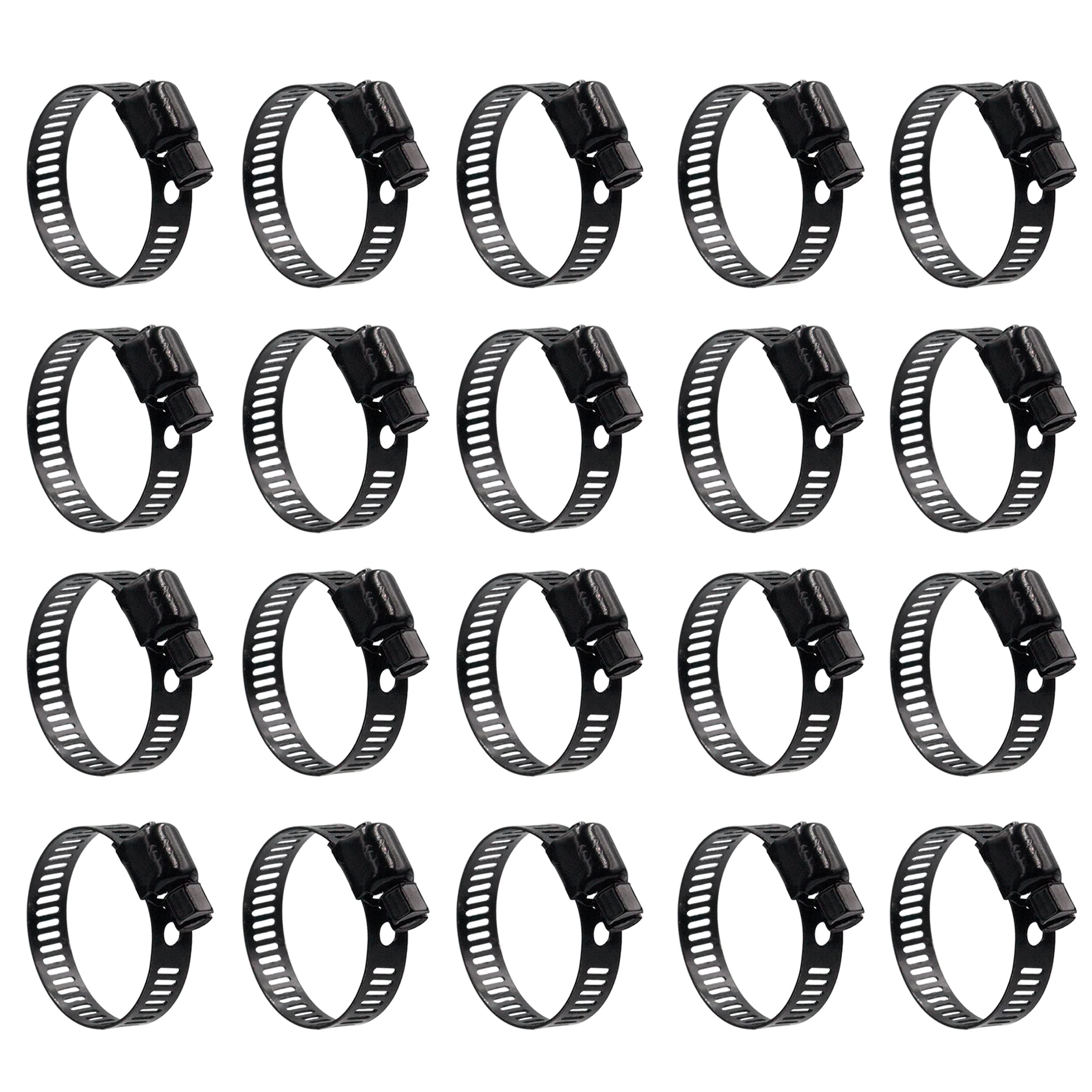 ISPINNER20pcs Stainless Steel Adjustable 19-29mm Size Range Worm Gear Hose Clamp, Fuel Line Clamp for Plumbing, Automotive and Mechanical Application (Black)