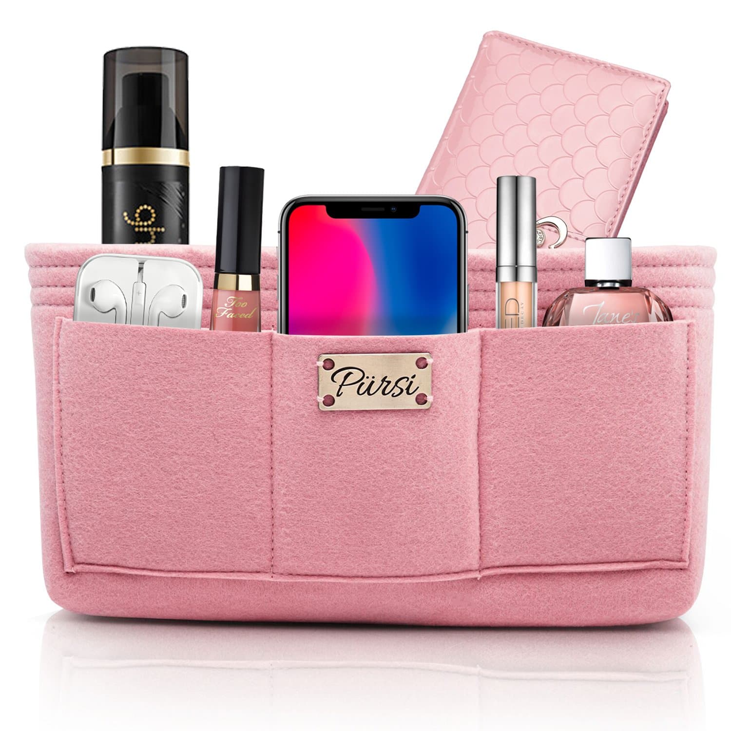 Handbag Purse Organizer Insert - Felt Fabric Multi Compartment Design