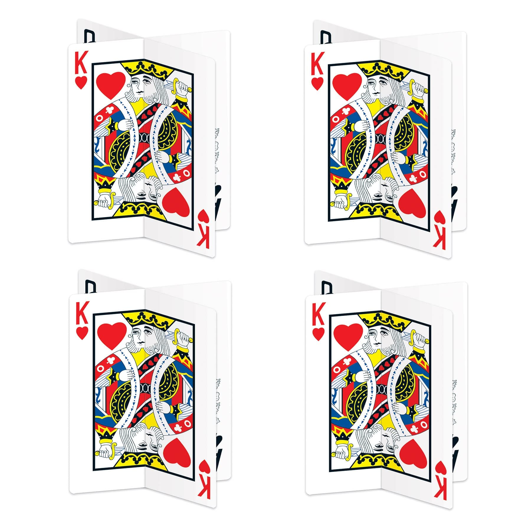 Beistle 4-Pack 3-D Playing Card Centerpieces, Table Decorations for Casino Themed Parties & Gatherings, Game Night Decorations with Poker Cards, 12”