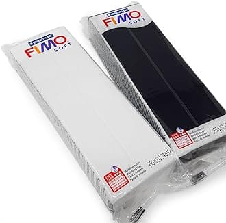 Soft 454g Polymer Modelling Clay - Oven Bake Clay - Black and White Set