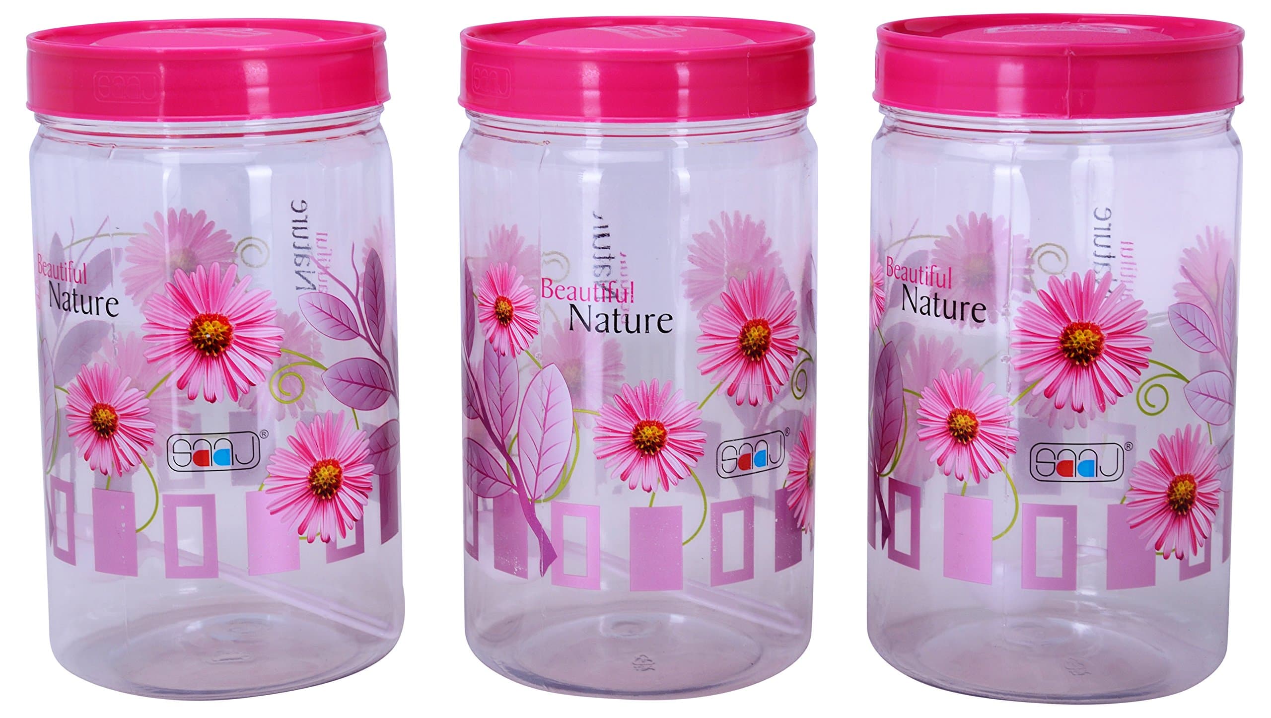 SAAJ Plastic Container, 6-Piece, 2 Liters, Pink