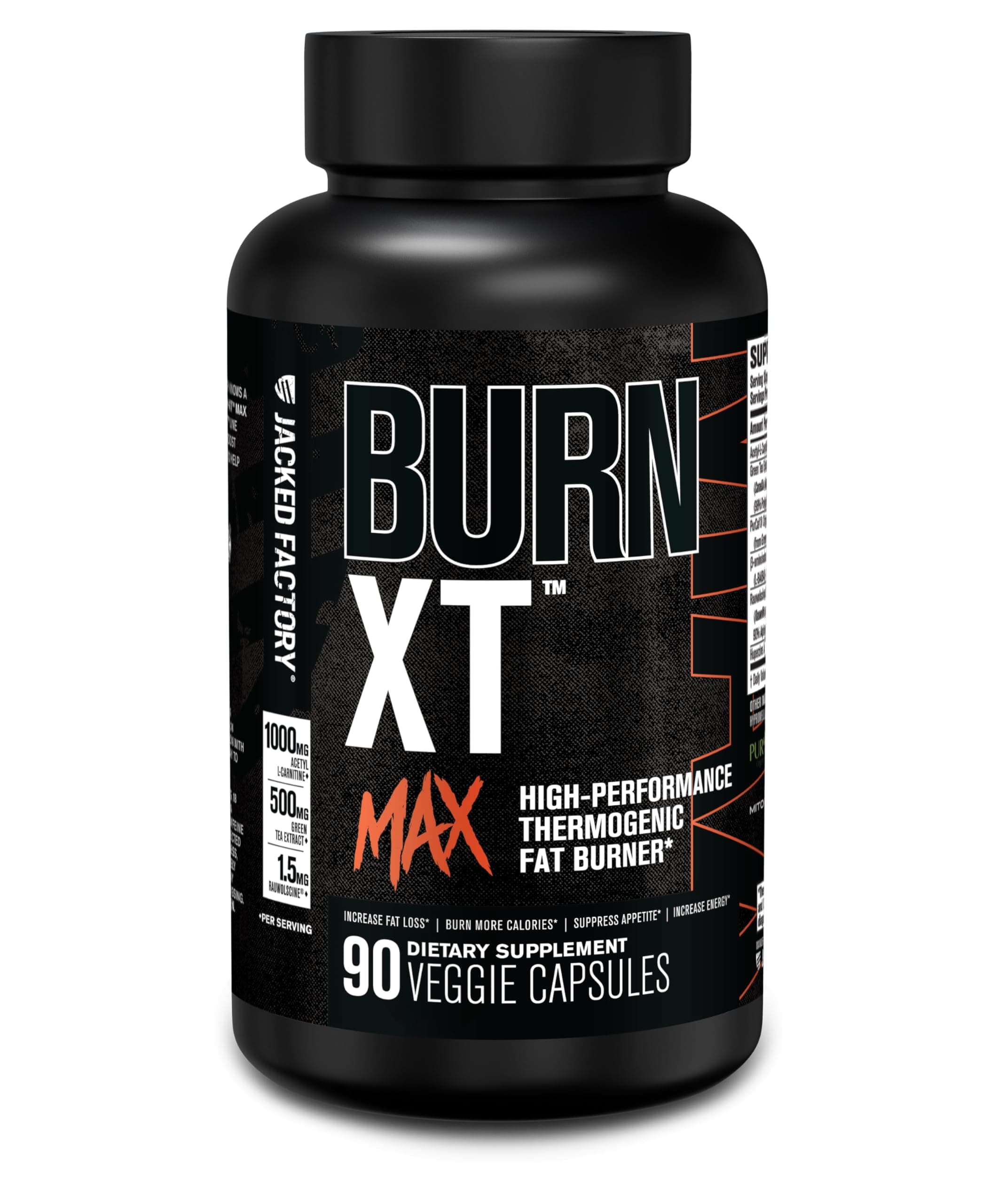Burn-XT Max - High-Performance Thermogenic Fat Burner & Appetite Suppressant for Weight Loss w/PurCaf Organic Caffeine, MitoBurn, Green Tea, Acetyl L Carnitine & More - 90 Capsules