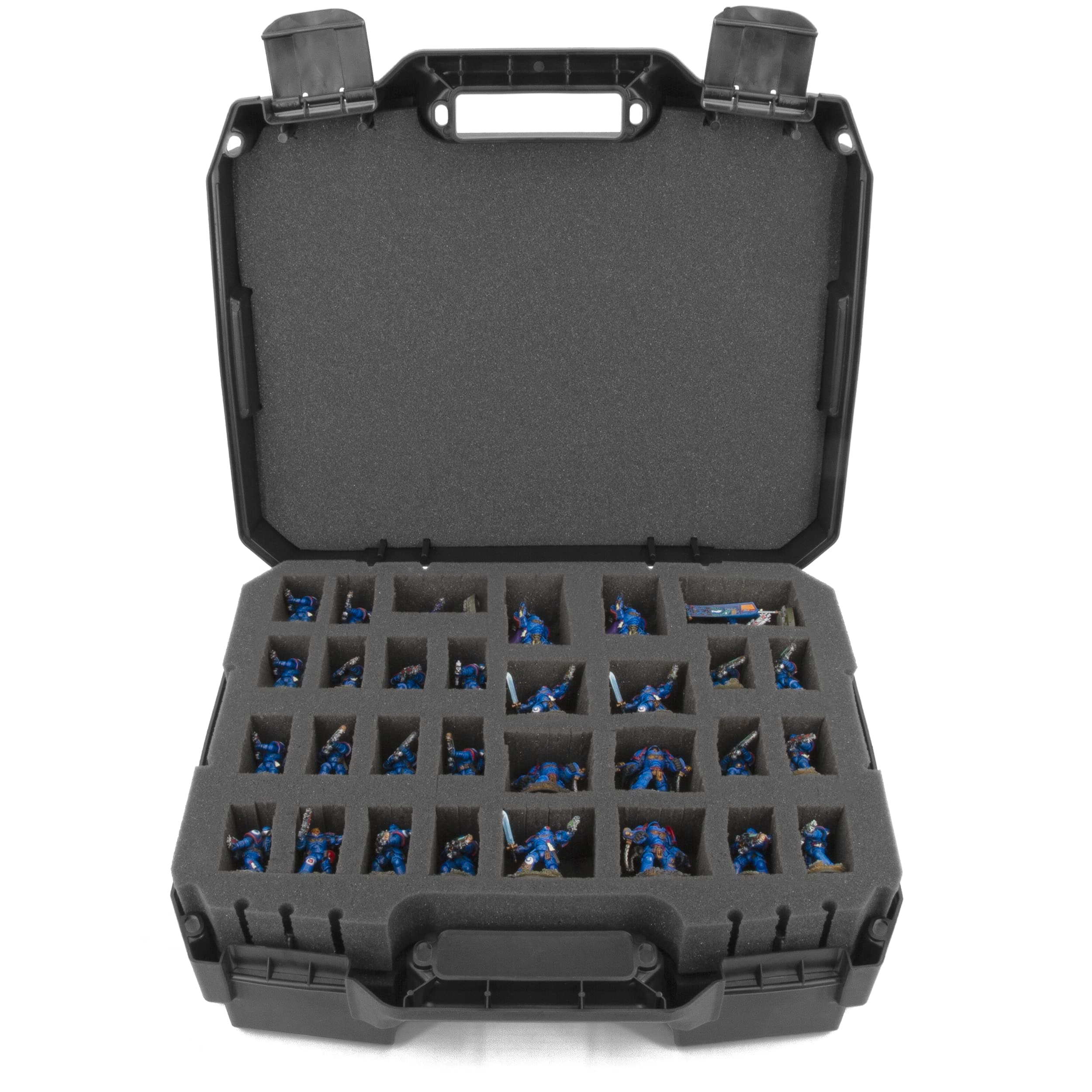 CASEMATIX Miniature Case - Dual Layer Customizable Foam Case for Standard Miniatures, Large Units and Vehicles, Compatible with Warhammer 40k, DND & More!