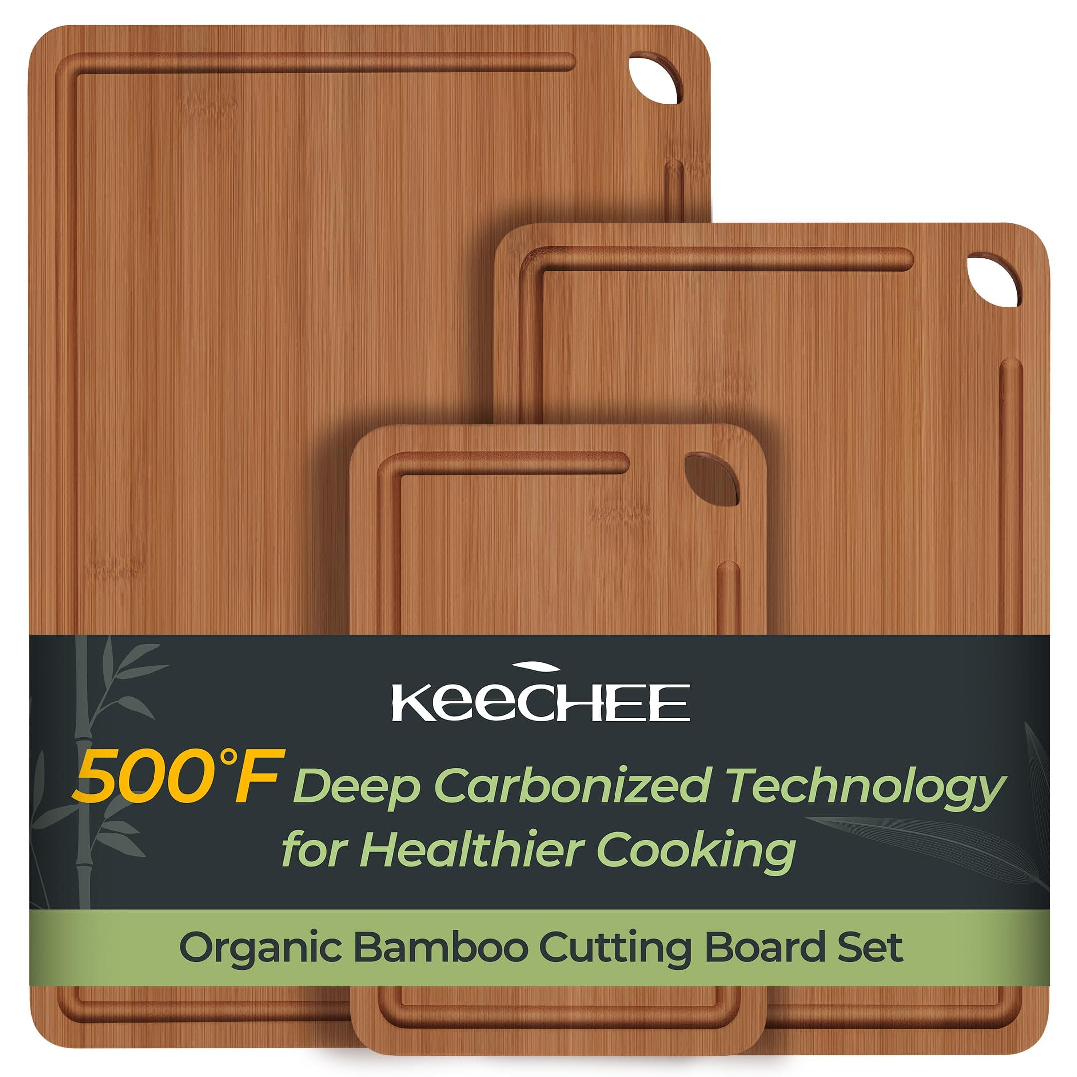 Bamboo Cutting Board, Durable Wood Cutting Boards for Kitchen with Deep Juice Grooves & Built-in Handles, Ideal Charcuterie & Chopping for Meat, Vegetables and Fruits Ideal Kitchen Gifts